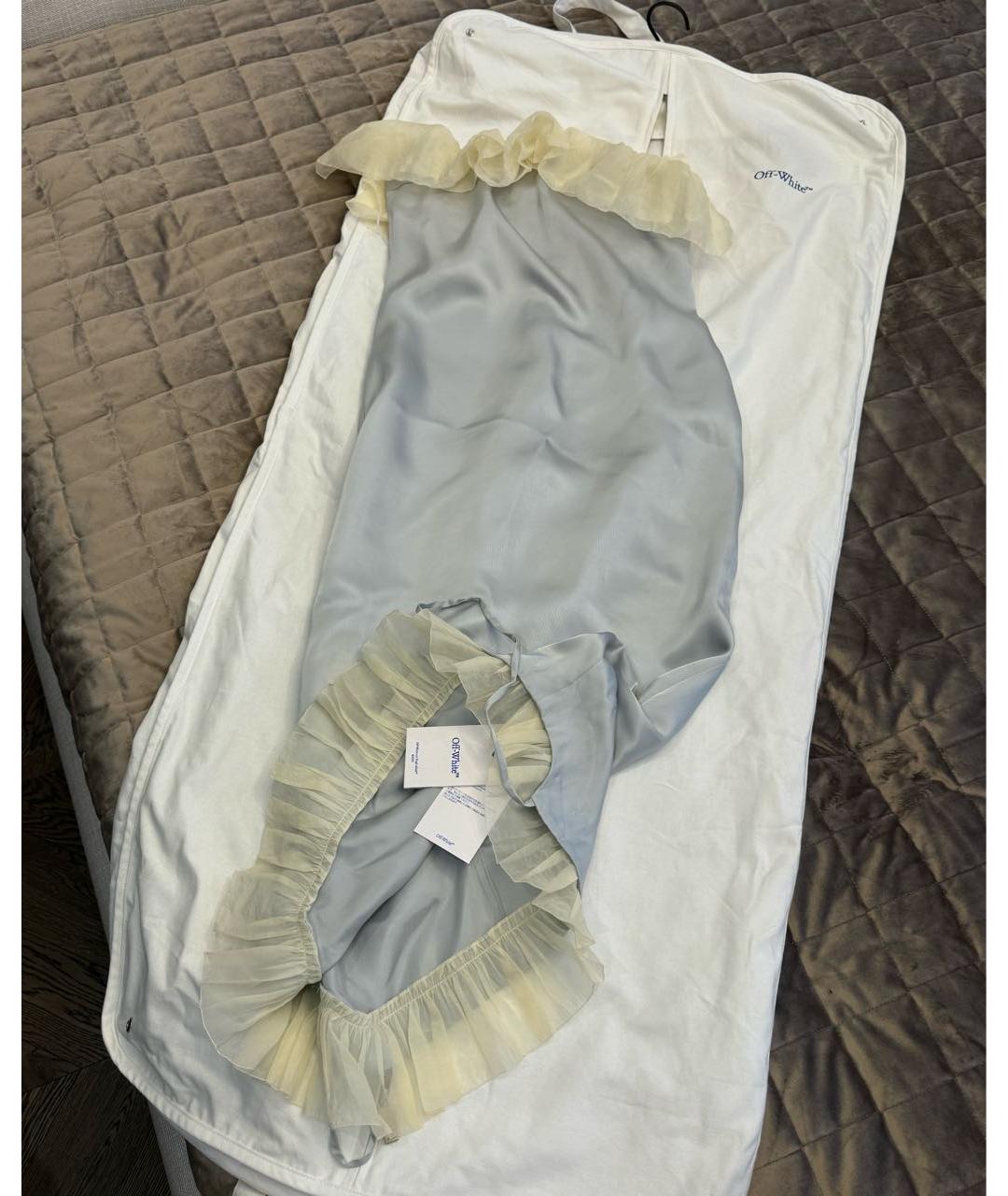 OFF-WHITE Голубое шелковое вечернее платье, фото 5