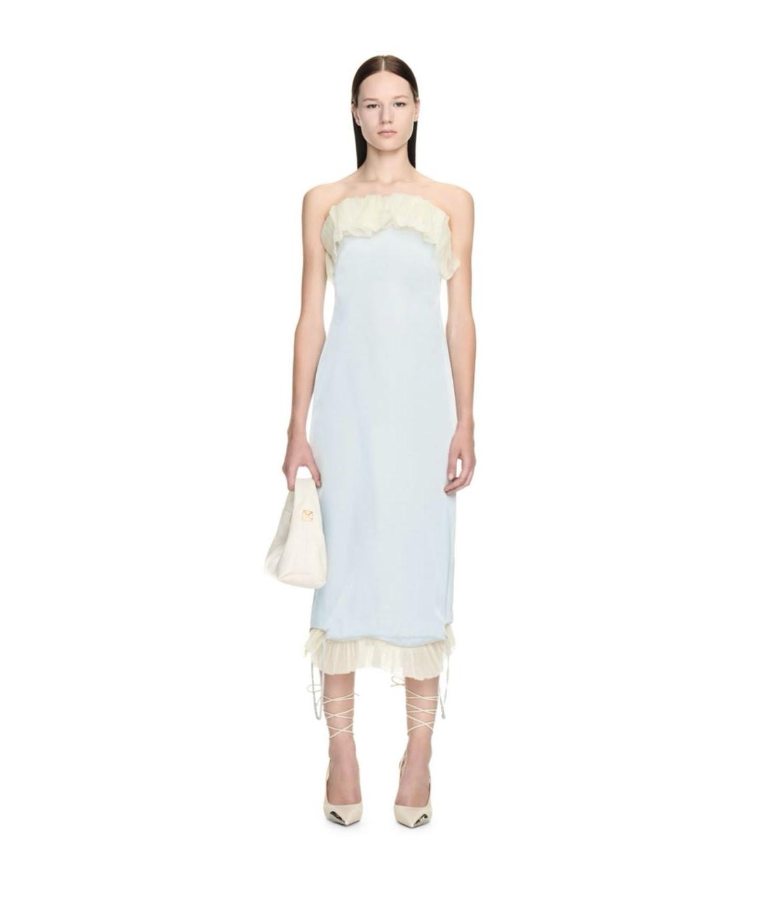 OFF-WHITE Голубое шелковое вечернее платье, фото 2