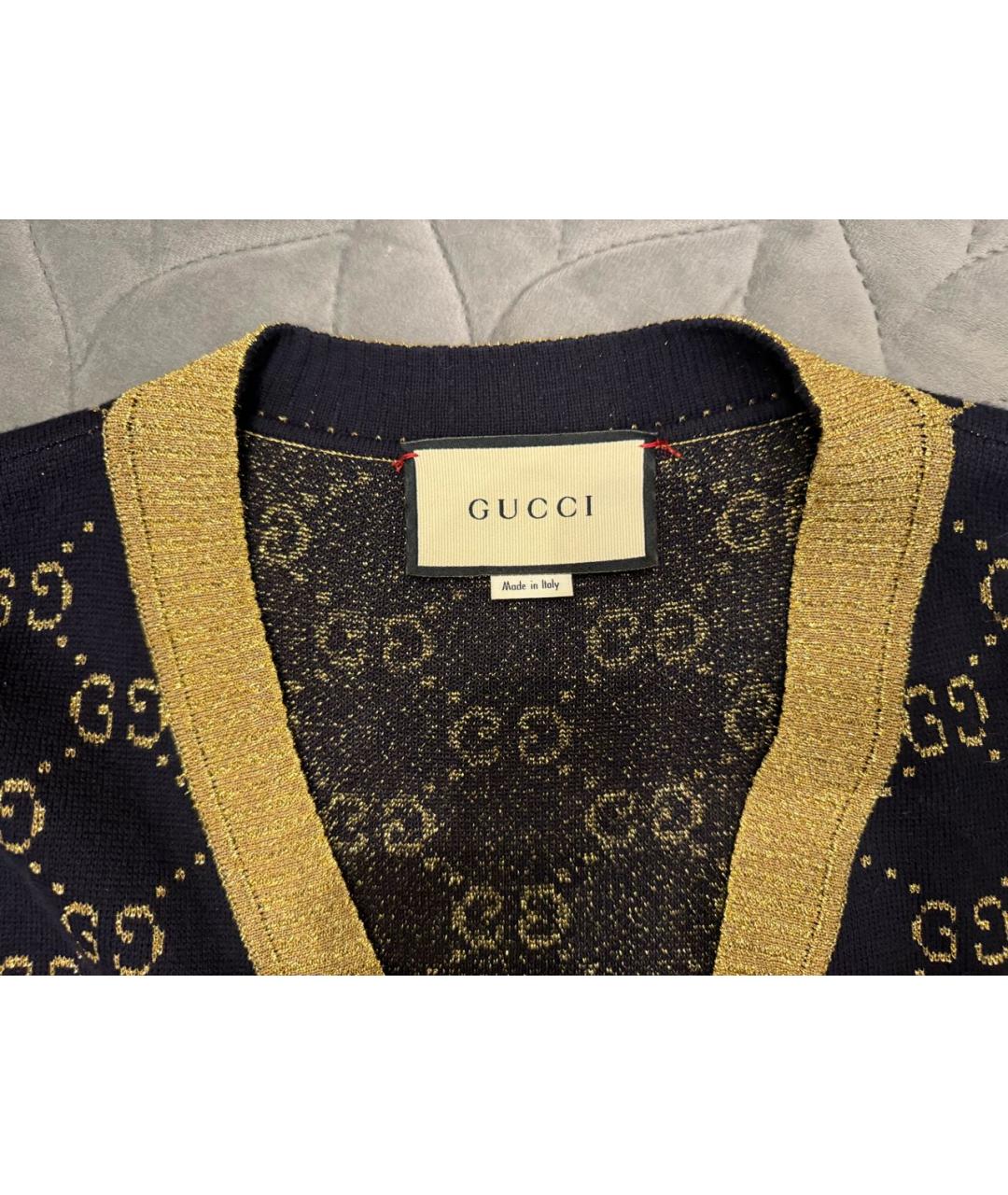 GUCCI Темно-синий хлопковый кардиган, фото 4