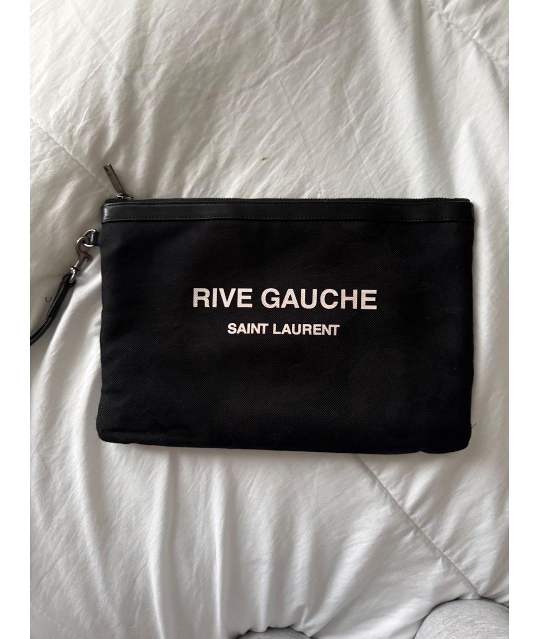 SAINT LAURENT Черная тканевая косметичка, фото 4