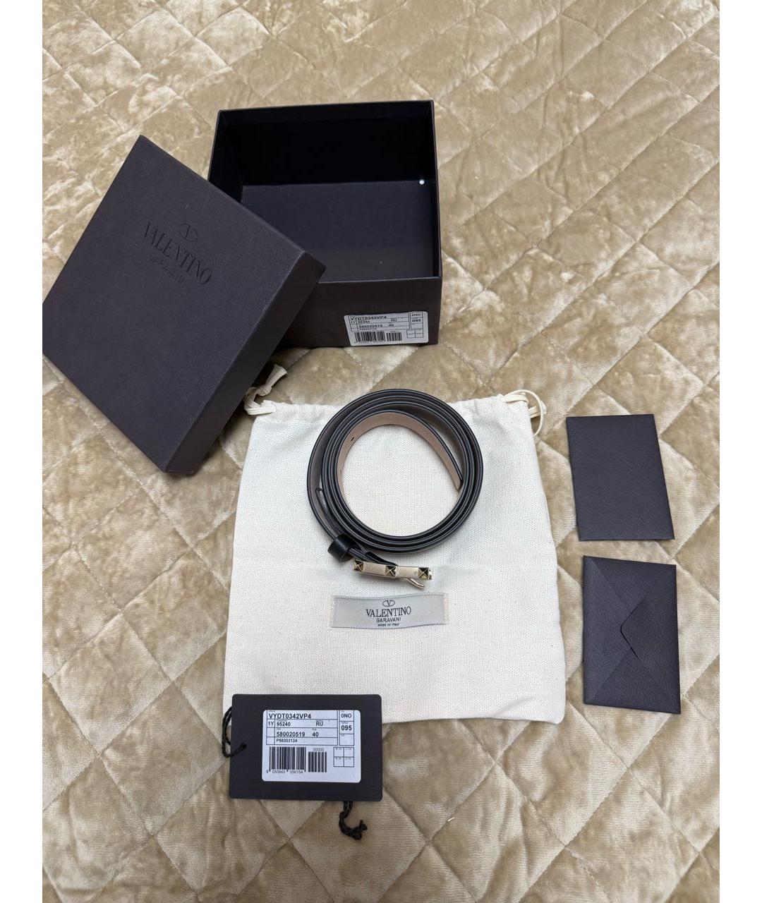 VALENTINO Черный кожаный ремень, фото 8