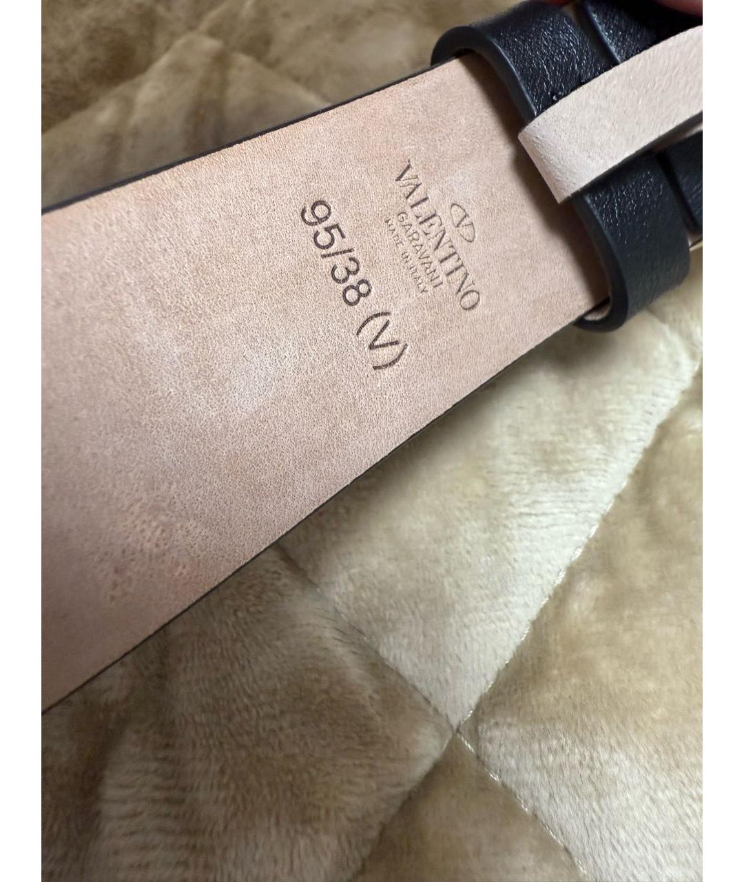 VALENTINO Черный кожаный ремень, фото 3