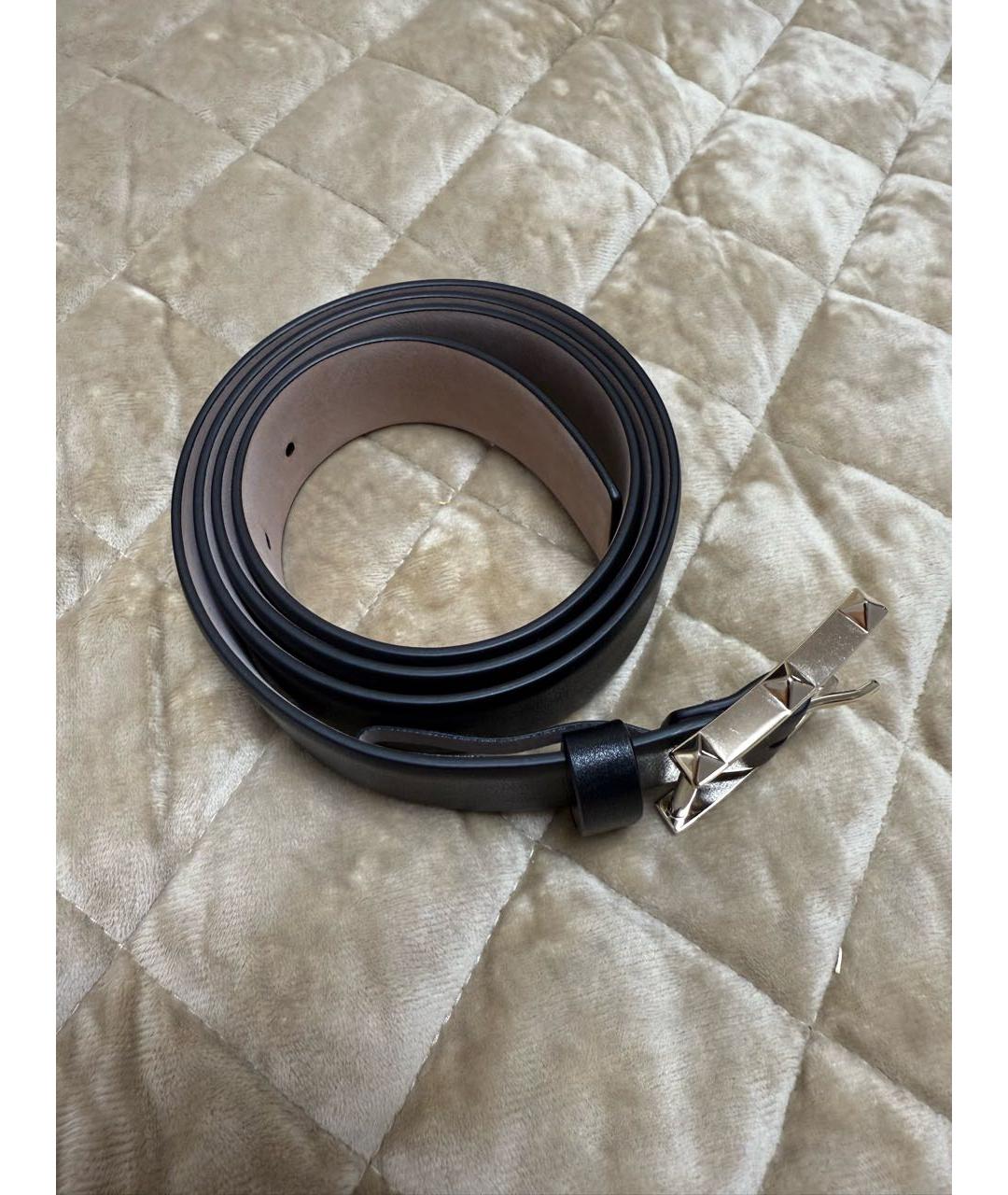 VALENTINO Черный кожаный ремень, фото 6