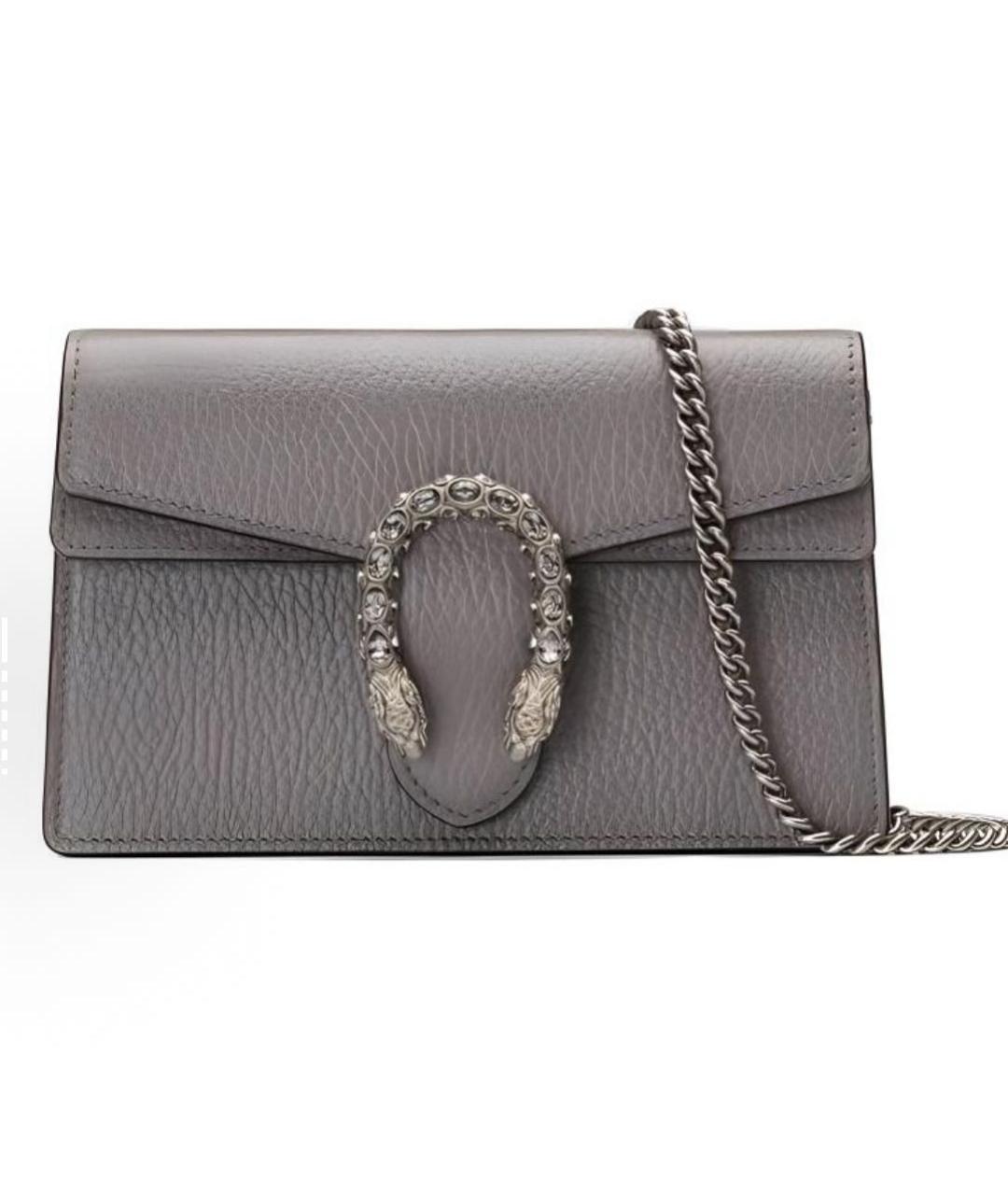 GUCCI Серая кожаная сумка через плечо, фото 5