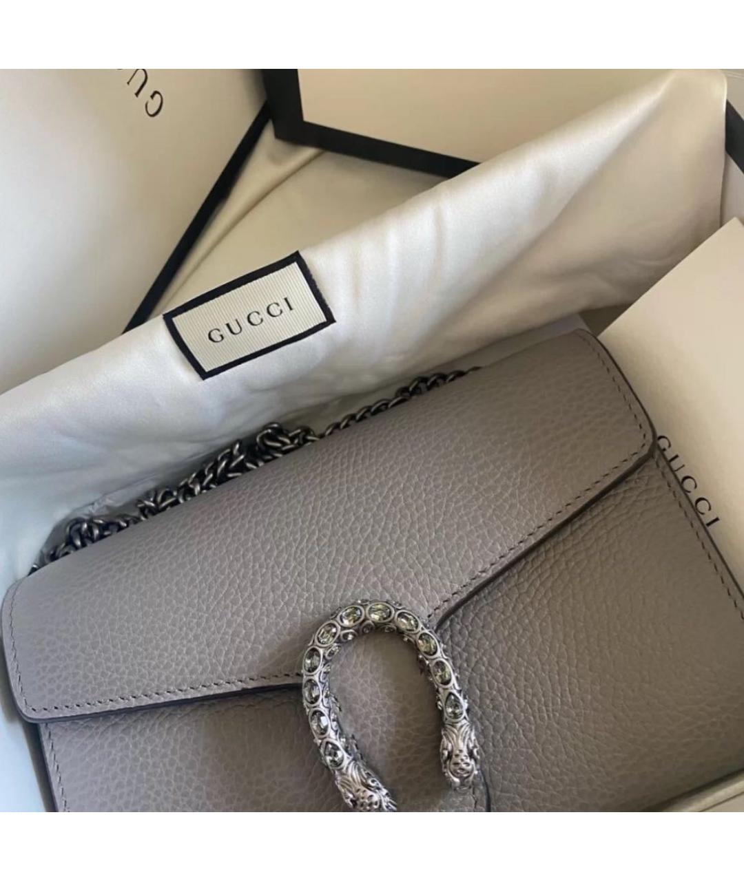 GUCCI Серая кожаная сумка через плечо, фото 2