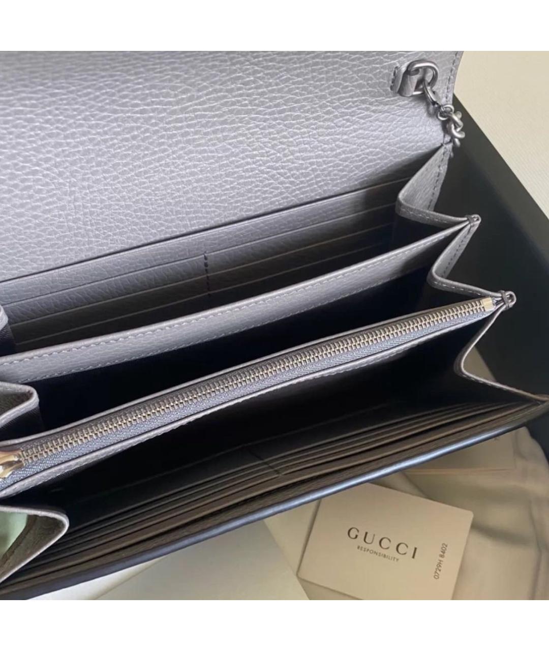 GUCCI Серая кожаная сумка через плечо, фото 4