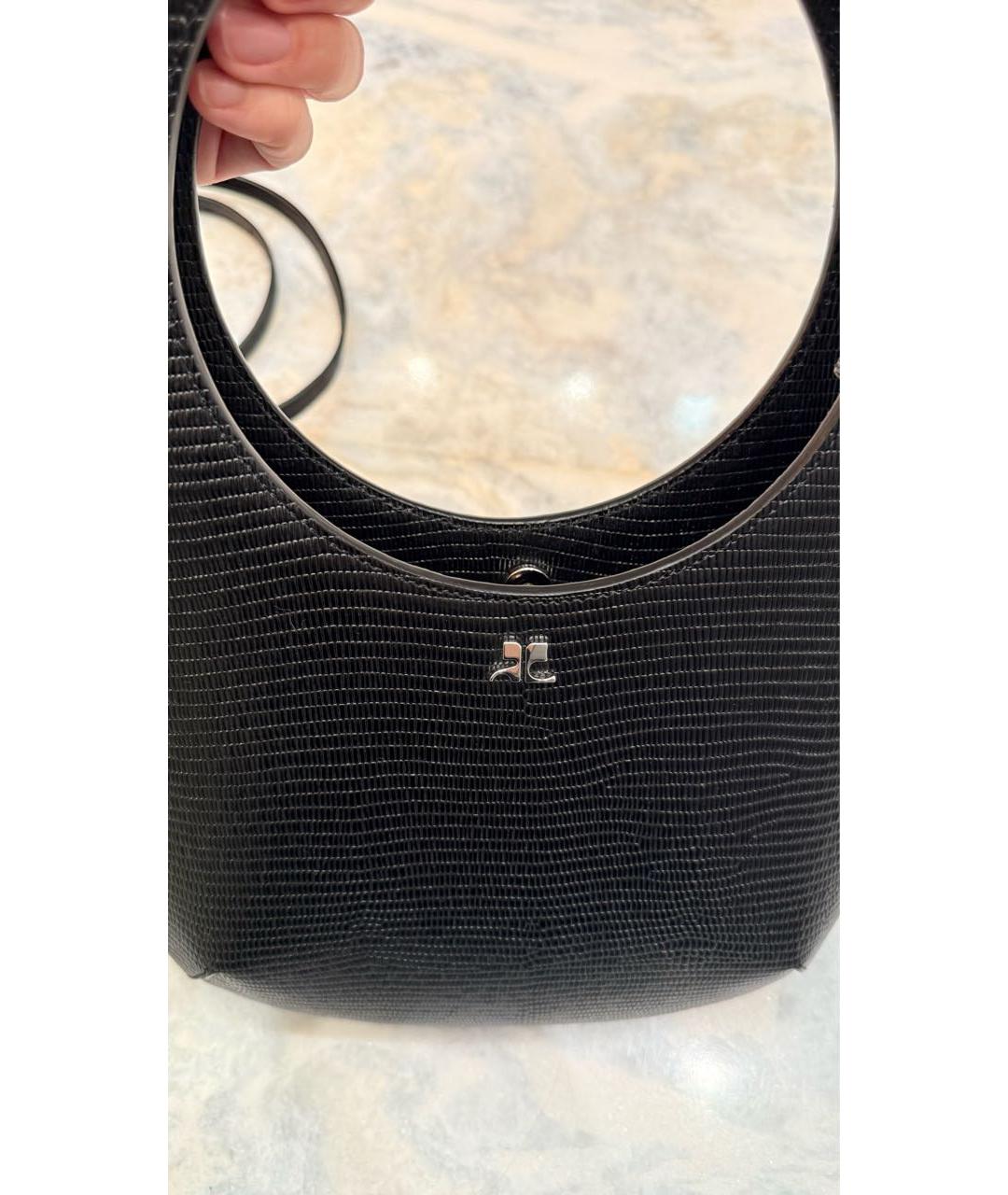 COURREGES Черная кожаная сумка через плечо, фото 5