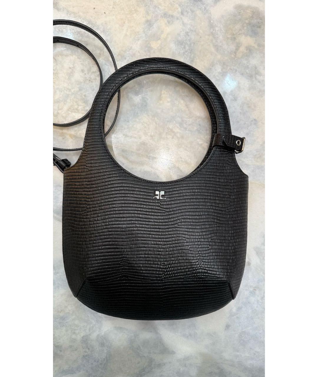 COURREGES Черная кожаная сумка через плечо, фото 2