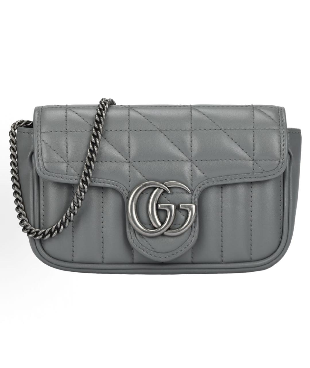 GUCCI Серая кожаная сумка через плечо, фото 5