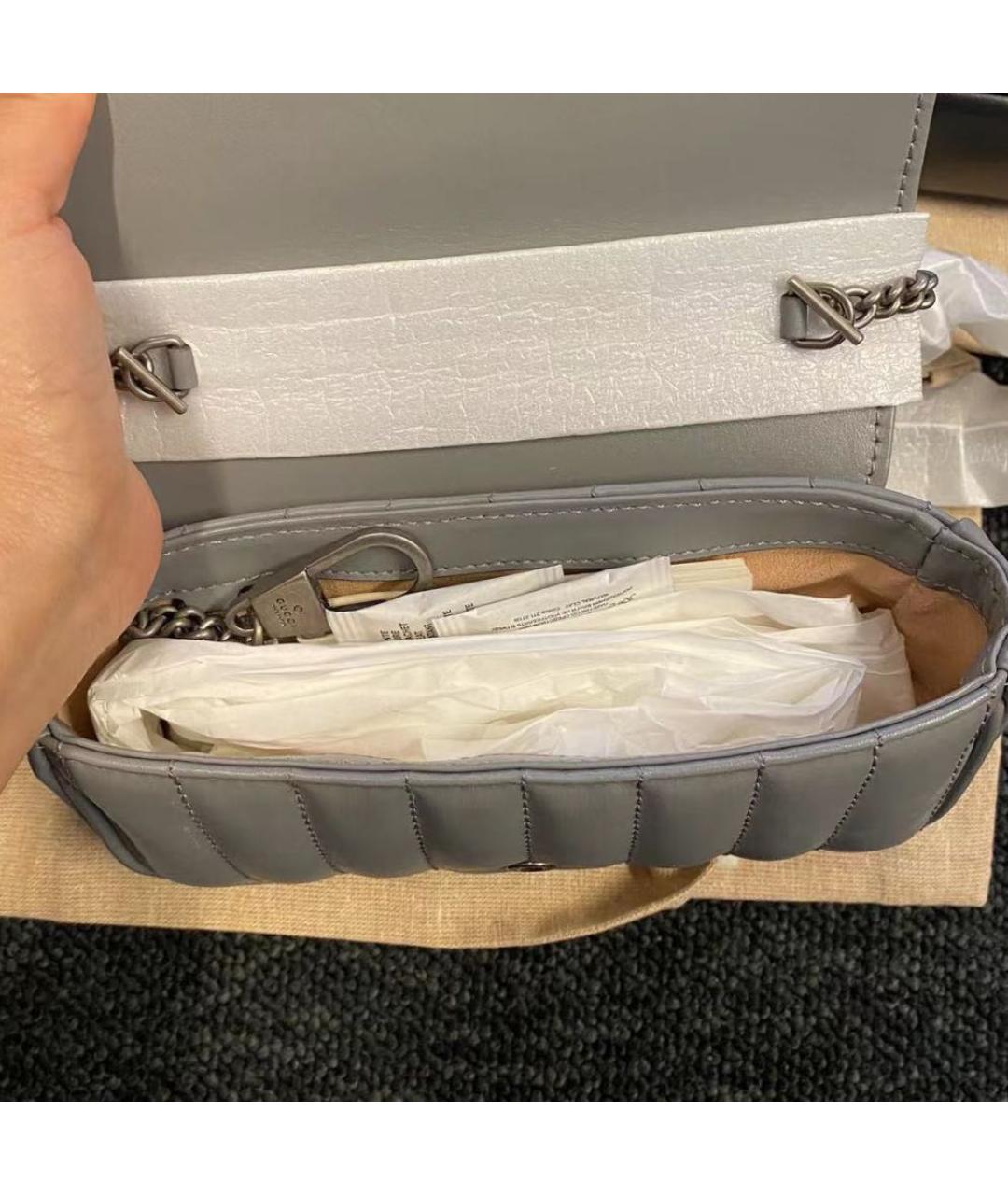 GUCCI Серая кожаная сумка через плечо, фото 4