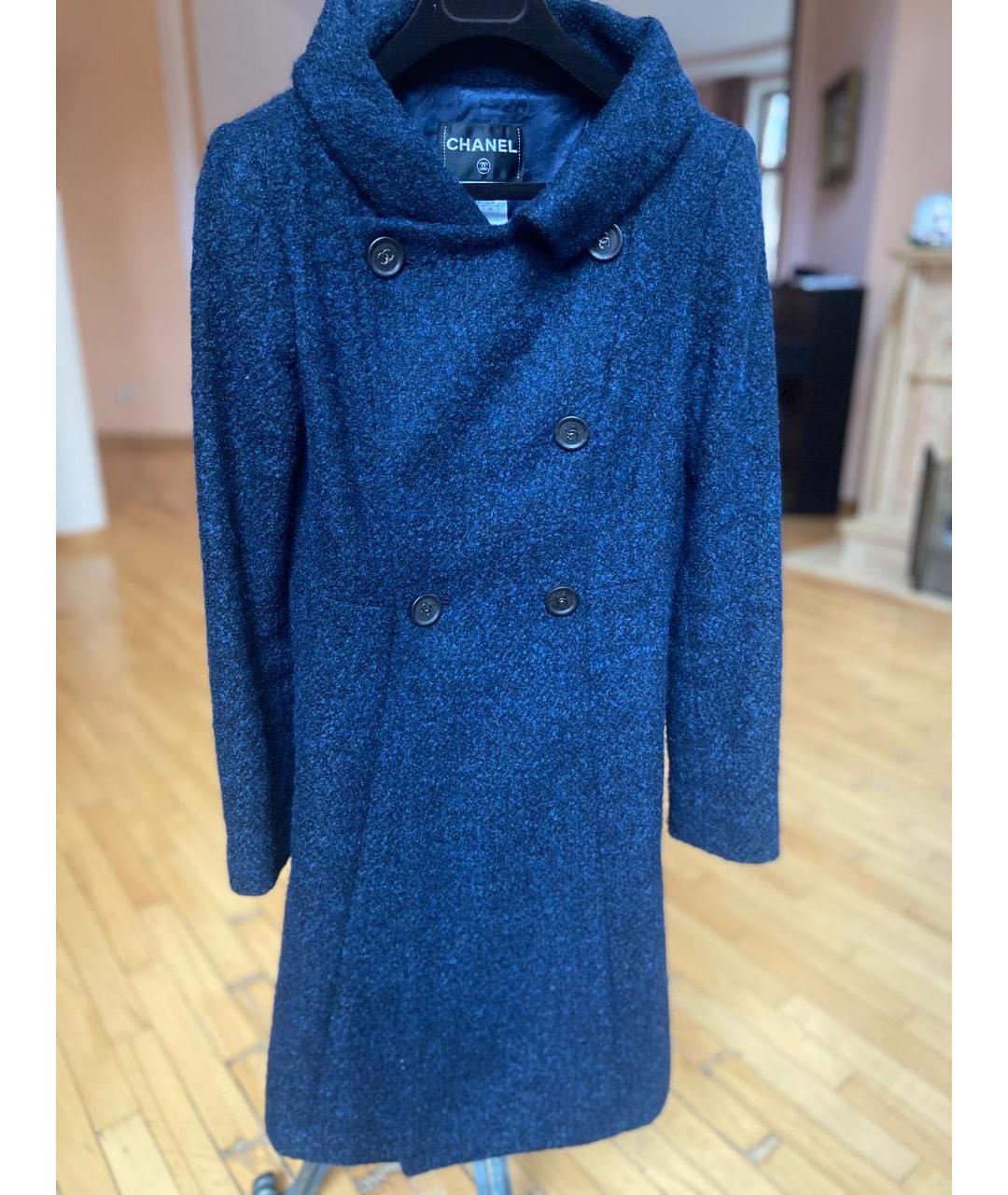 CHANEL Темно-синее шерстяное пальто, фото 4