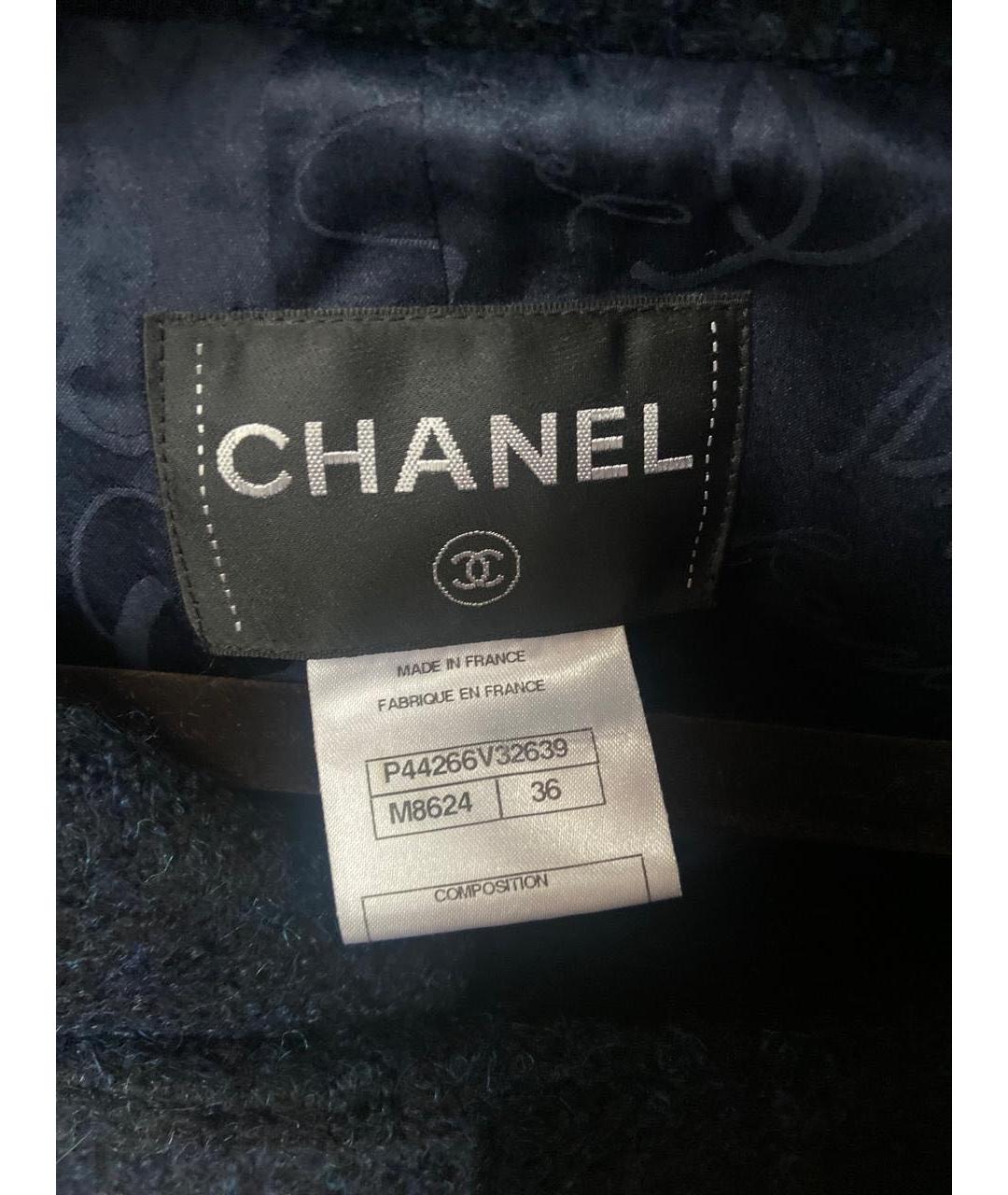 CHANEL Темно-синее шерстяное пальто, фото 3