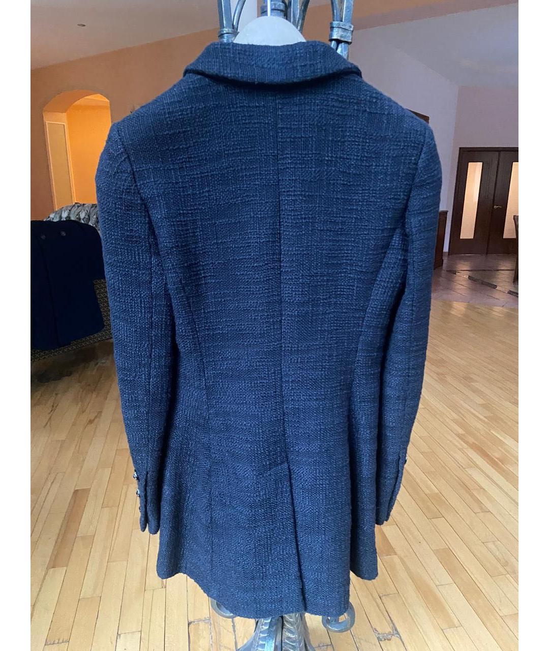 CHANEL Темно-синее шерстяное пальто, фото 2