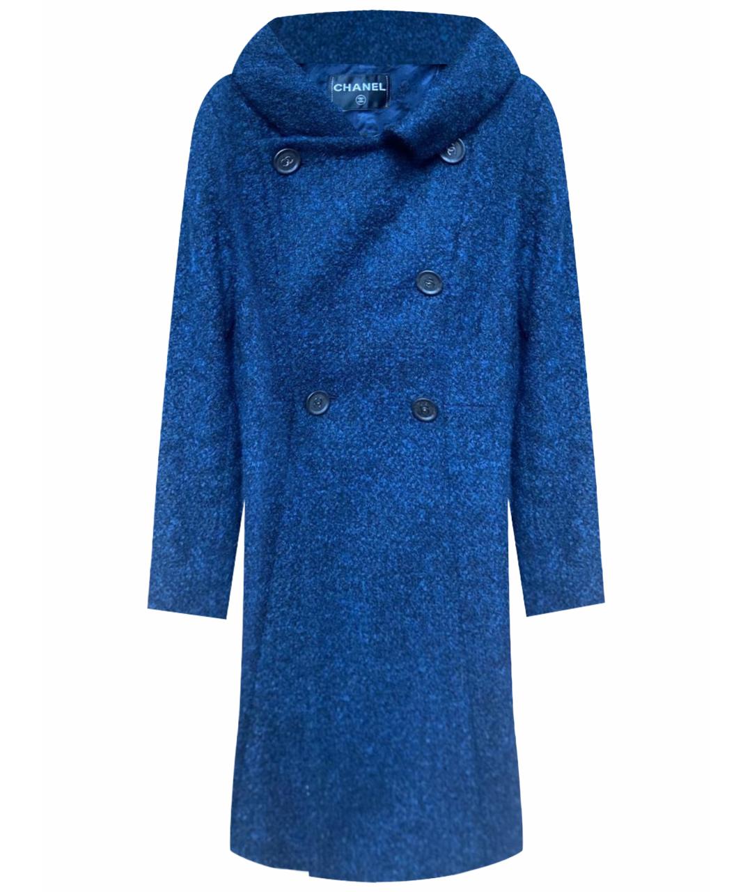 CHANEL Темно-синее шерстяное пальто, фото 1
