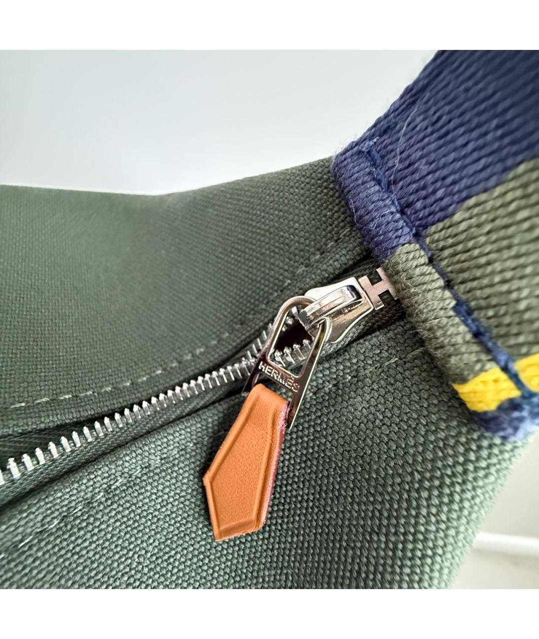 HERMES Хаки тканевая косметичка, фото 5
