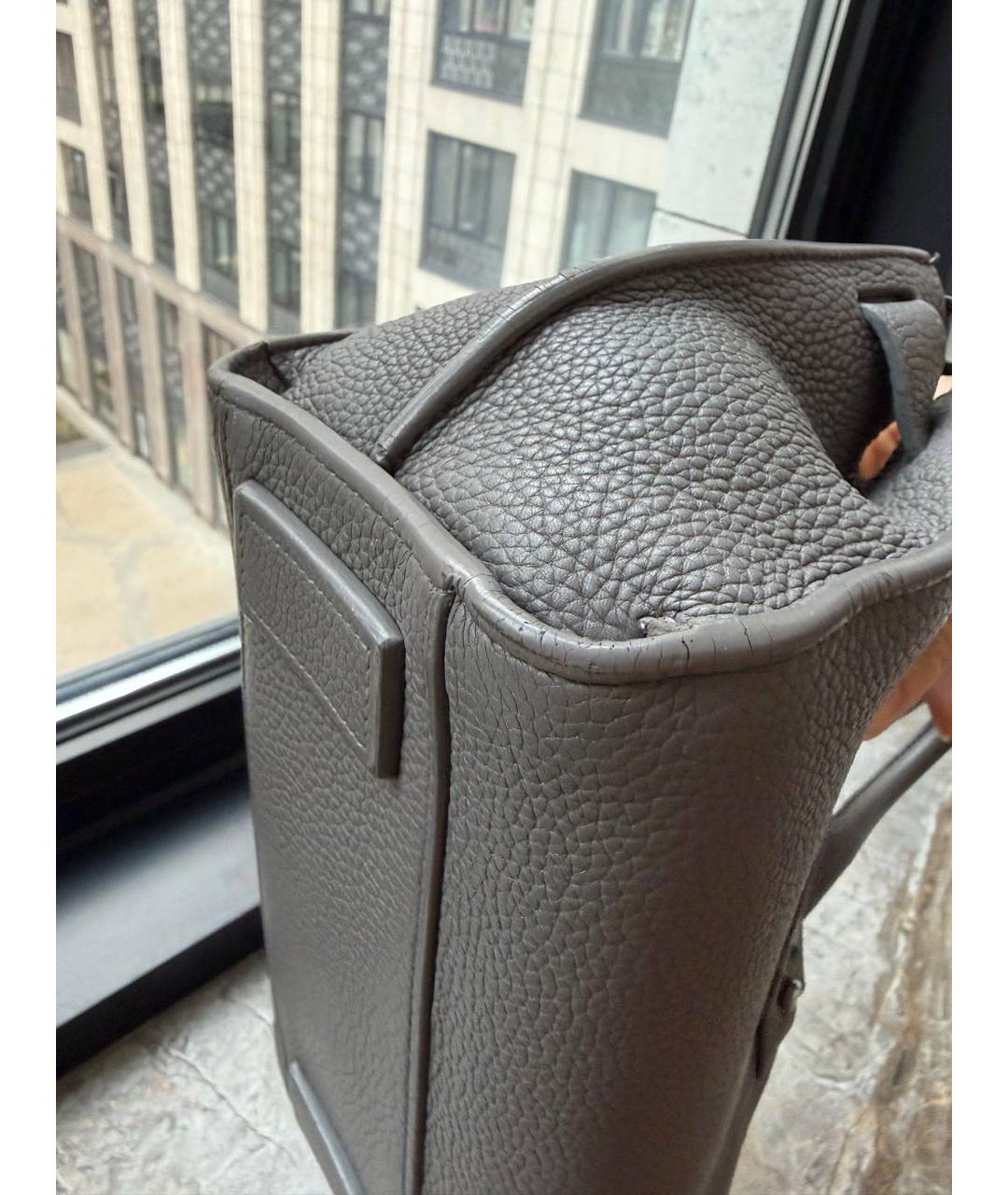 SAINT LAURENT Серая кожаная сумка через плечо, фото 6
