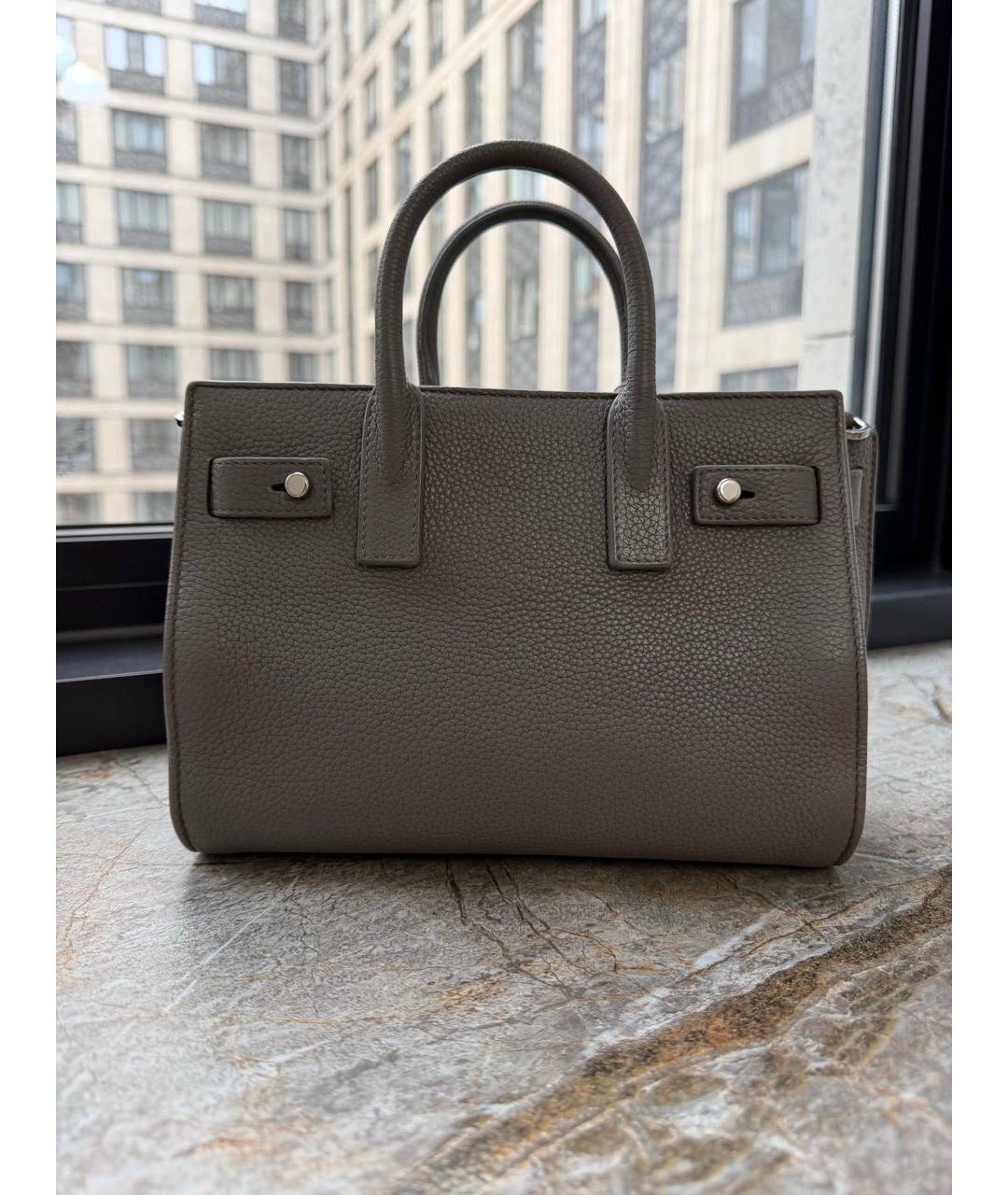 SAINT LAURENT Серая кожаная сумка через плечо, фото 3