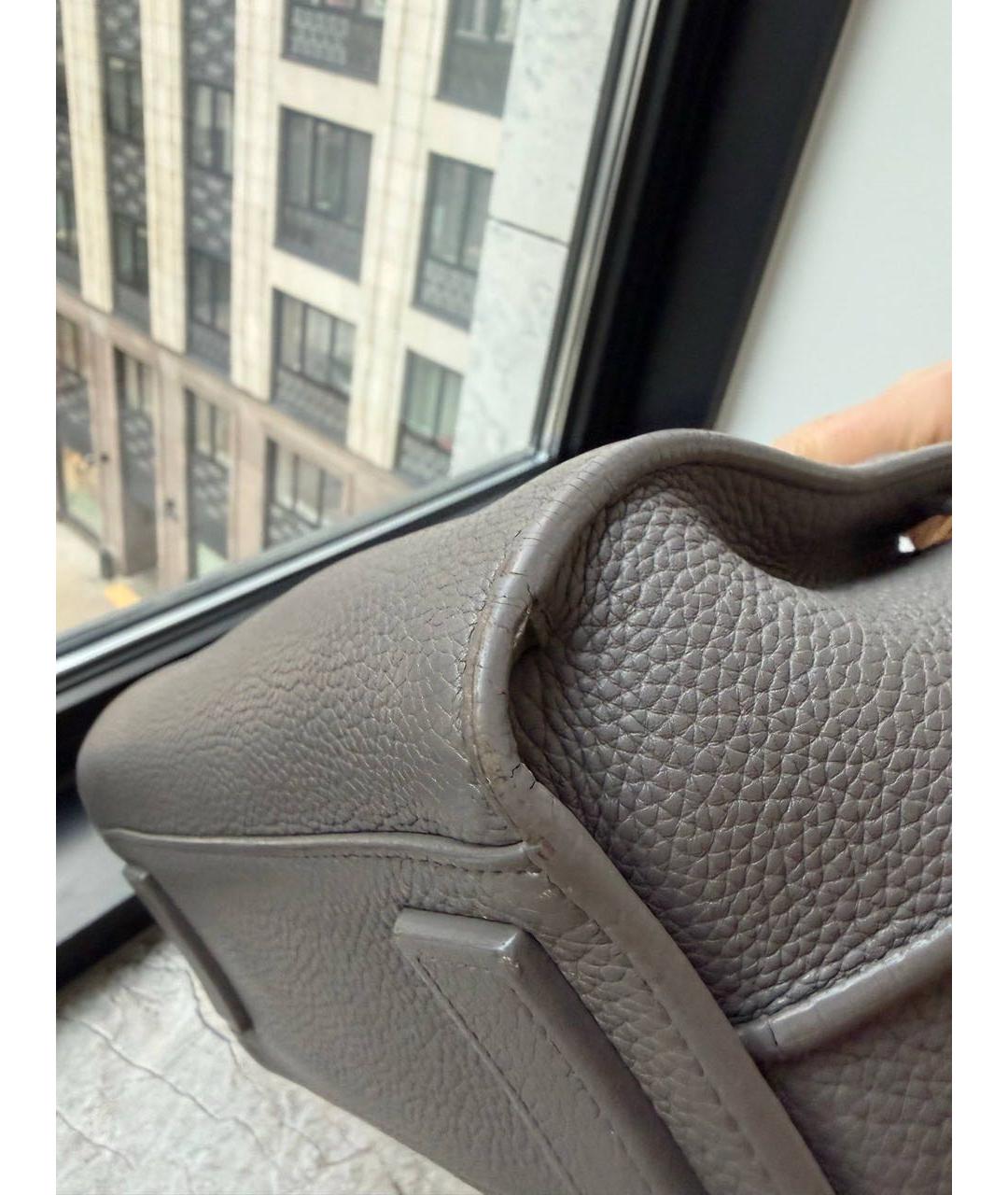 SAINT LAURENT Серая кожаная сумка через плечо, фото 5