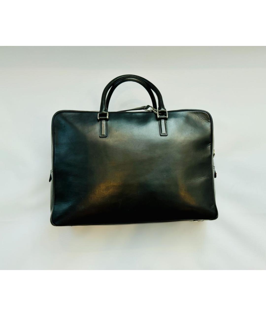 ISAIA Черный кожаный портфель, фото 8