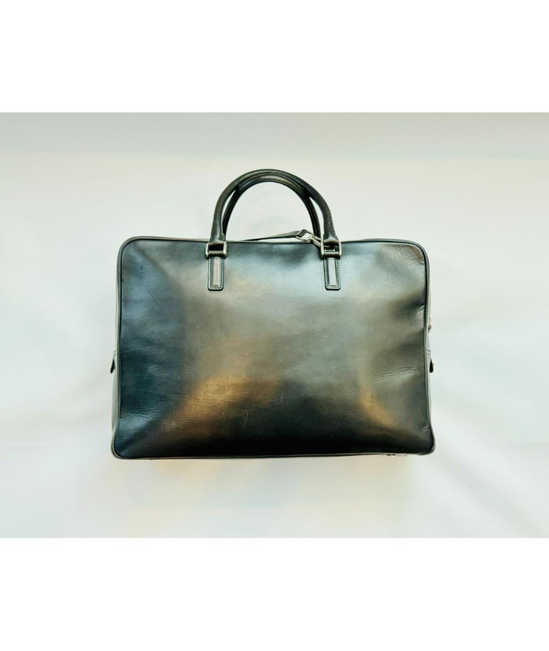 ISAIA Черный кожаный портфель, фото 9