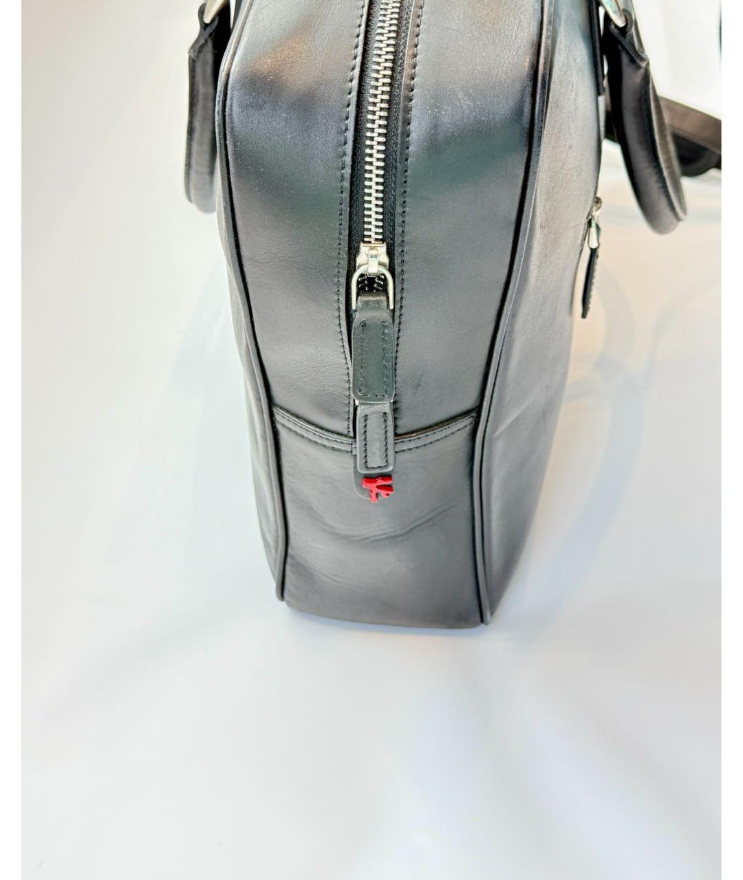 ISAIA Черный кожаный портфель, фото 4