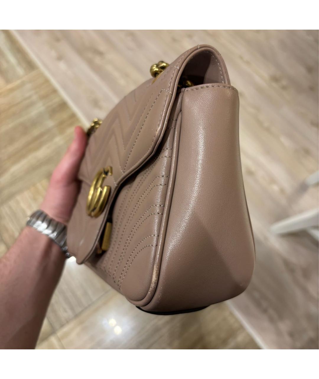 GUCCI Бежевая кожаная сумка через плечо, фото 7