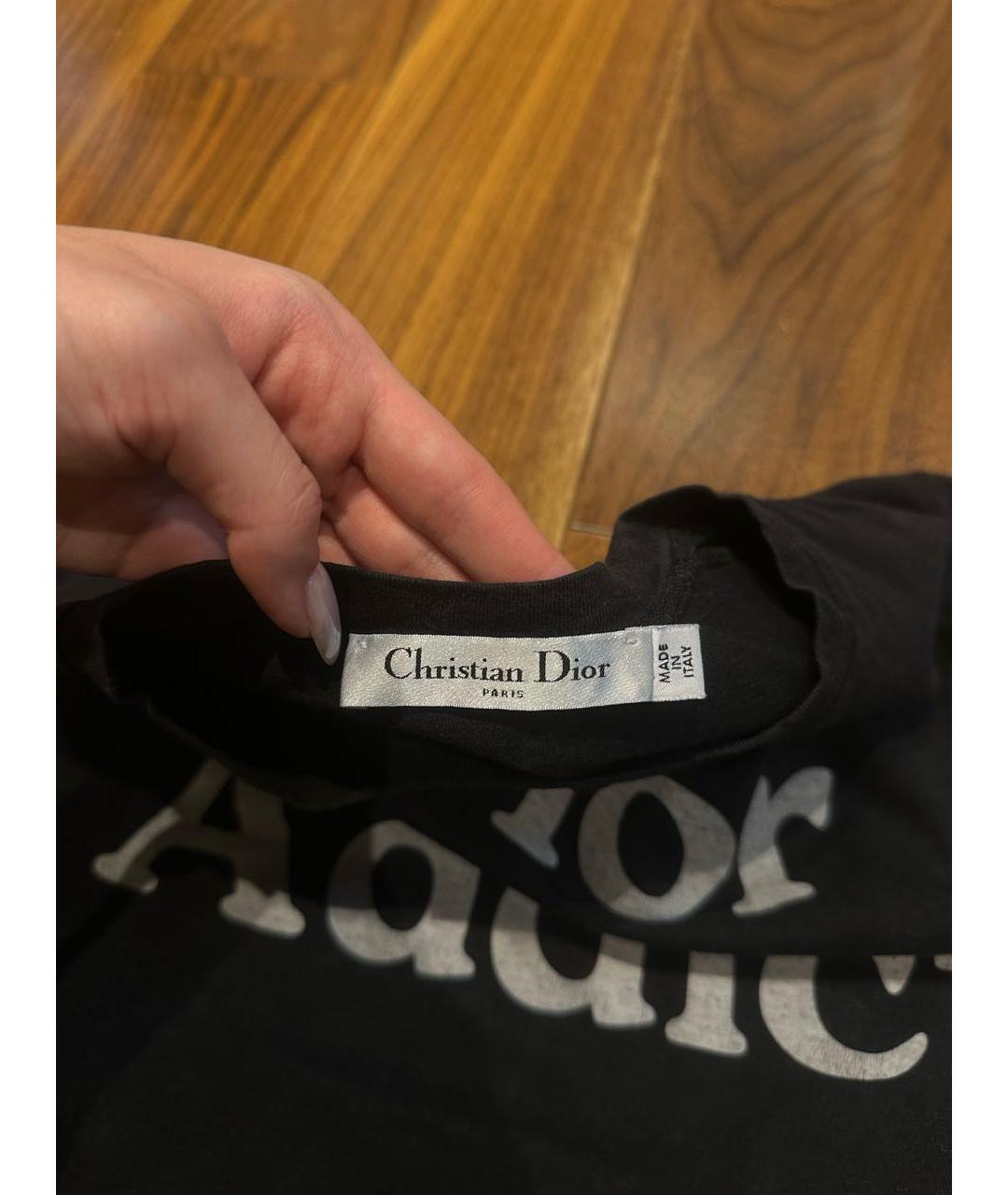 CHRISTIAN DIOR Черная хлопковая футболка, фото 3