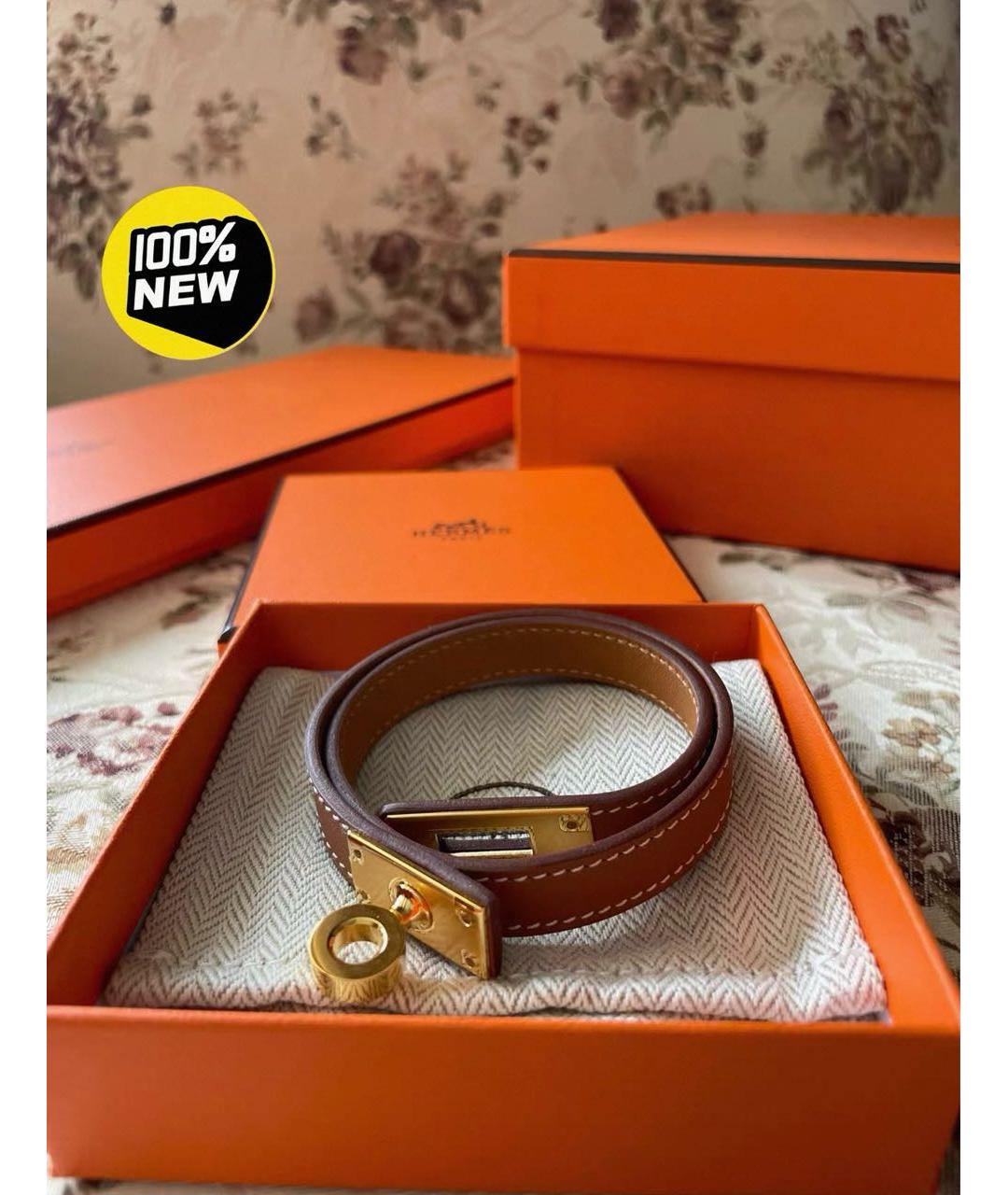 HERMES Коричневый кожаный чокер, фото 4