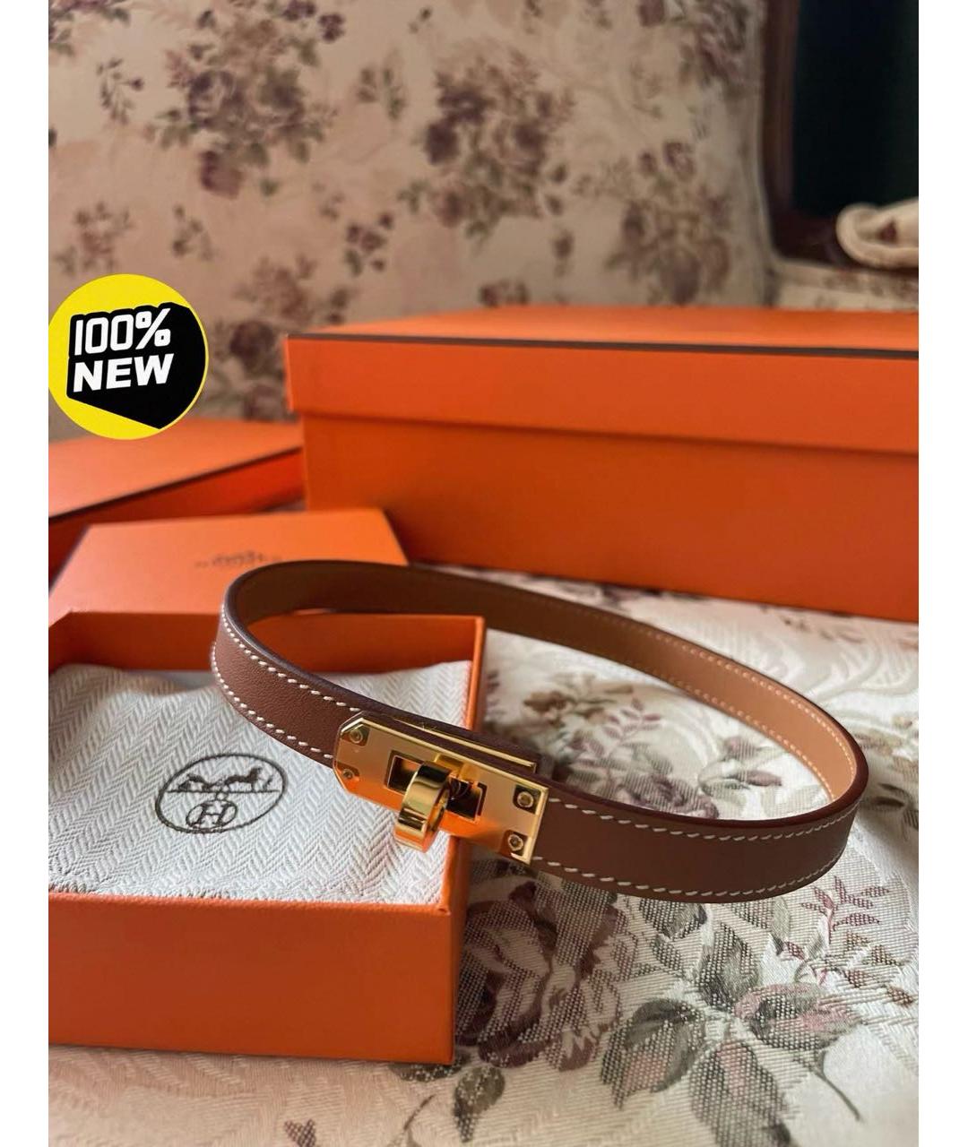 HERMES Коричневый кожаный чокер, фото 3