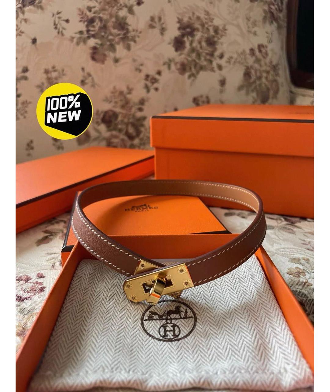 HERMES Коричневый кожаный чокер, фото 2