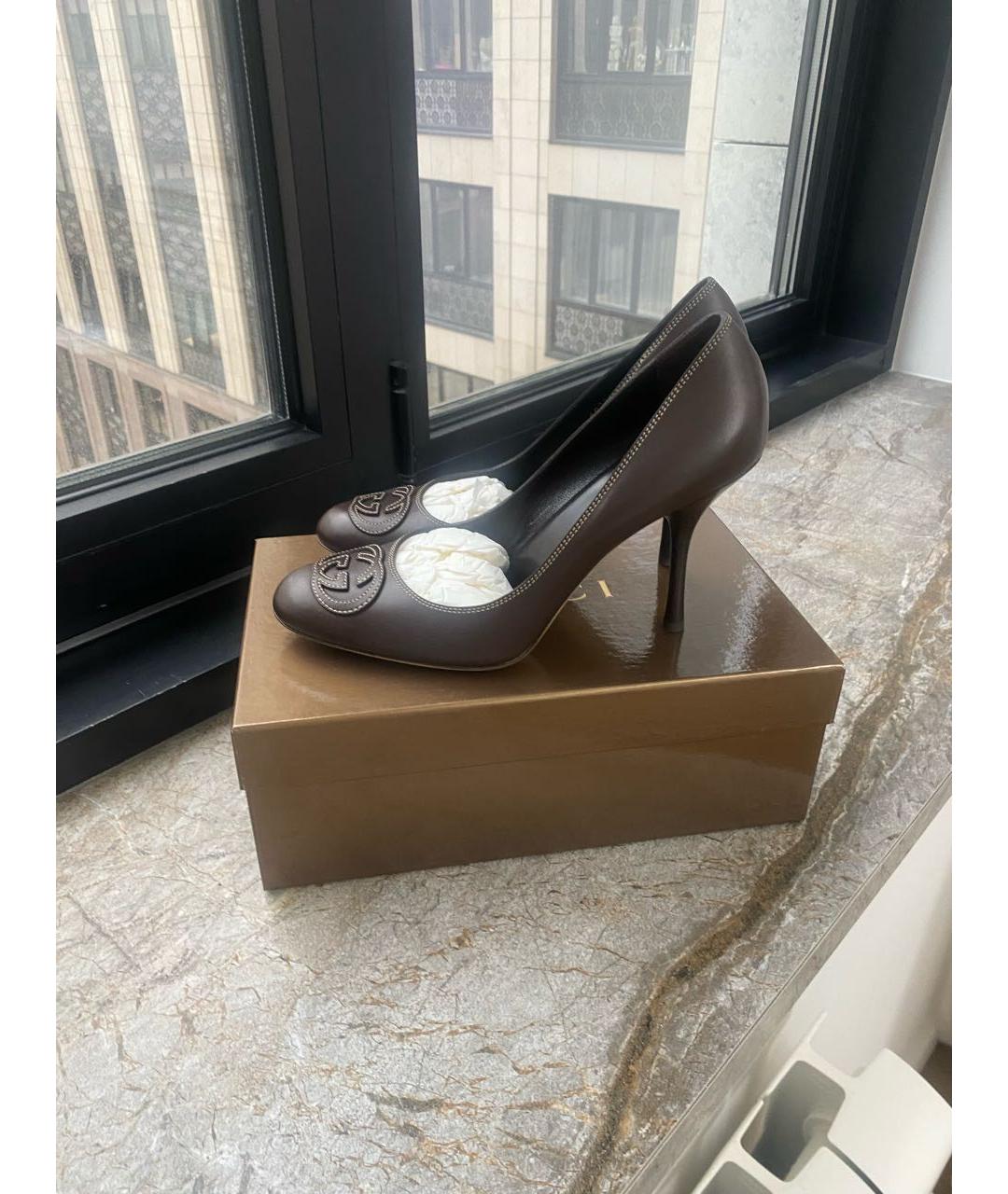 GUCCI Коричневые кожаные туфли, фото 6