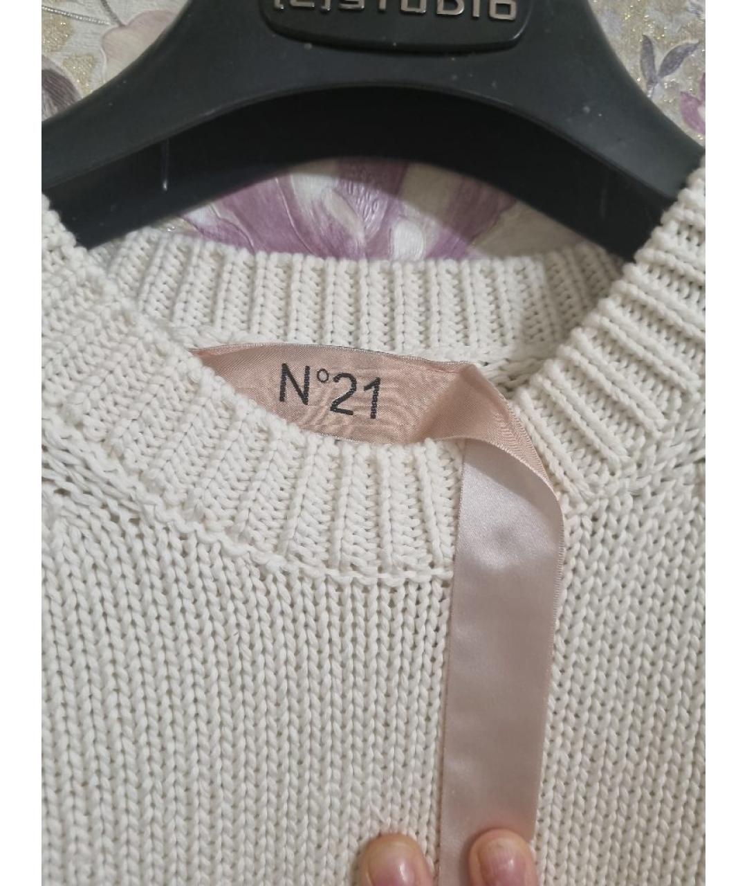 NO. 21 Белый хлопковый джемпер / свитер, фото 4