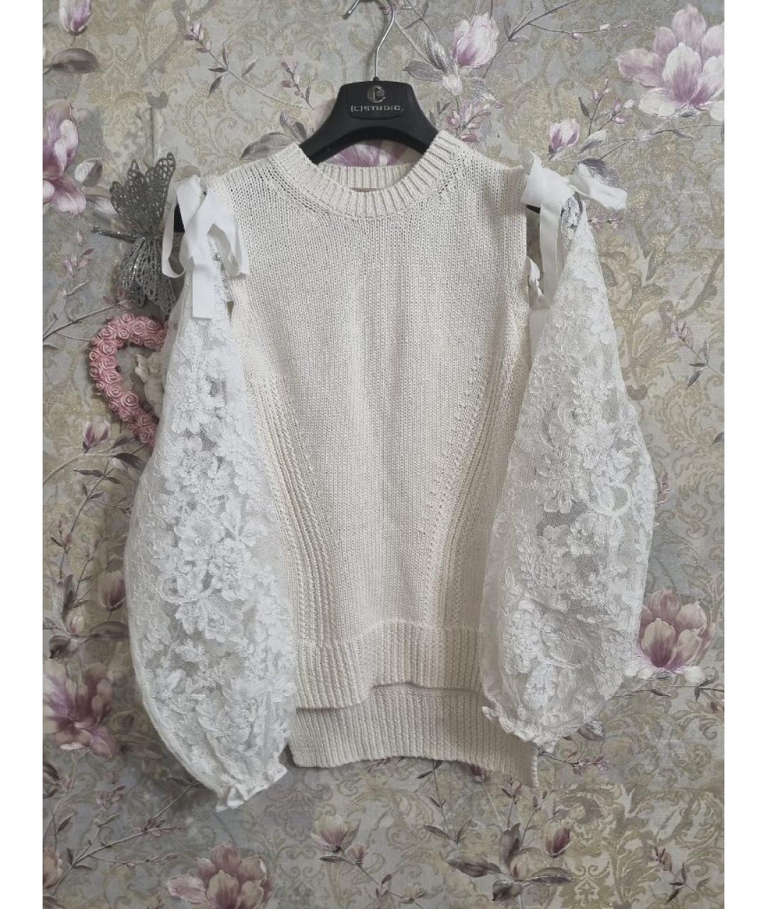 NO. 21 Белый хлопковый джемпер / свитер, фото 5