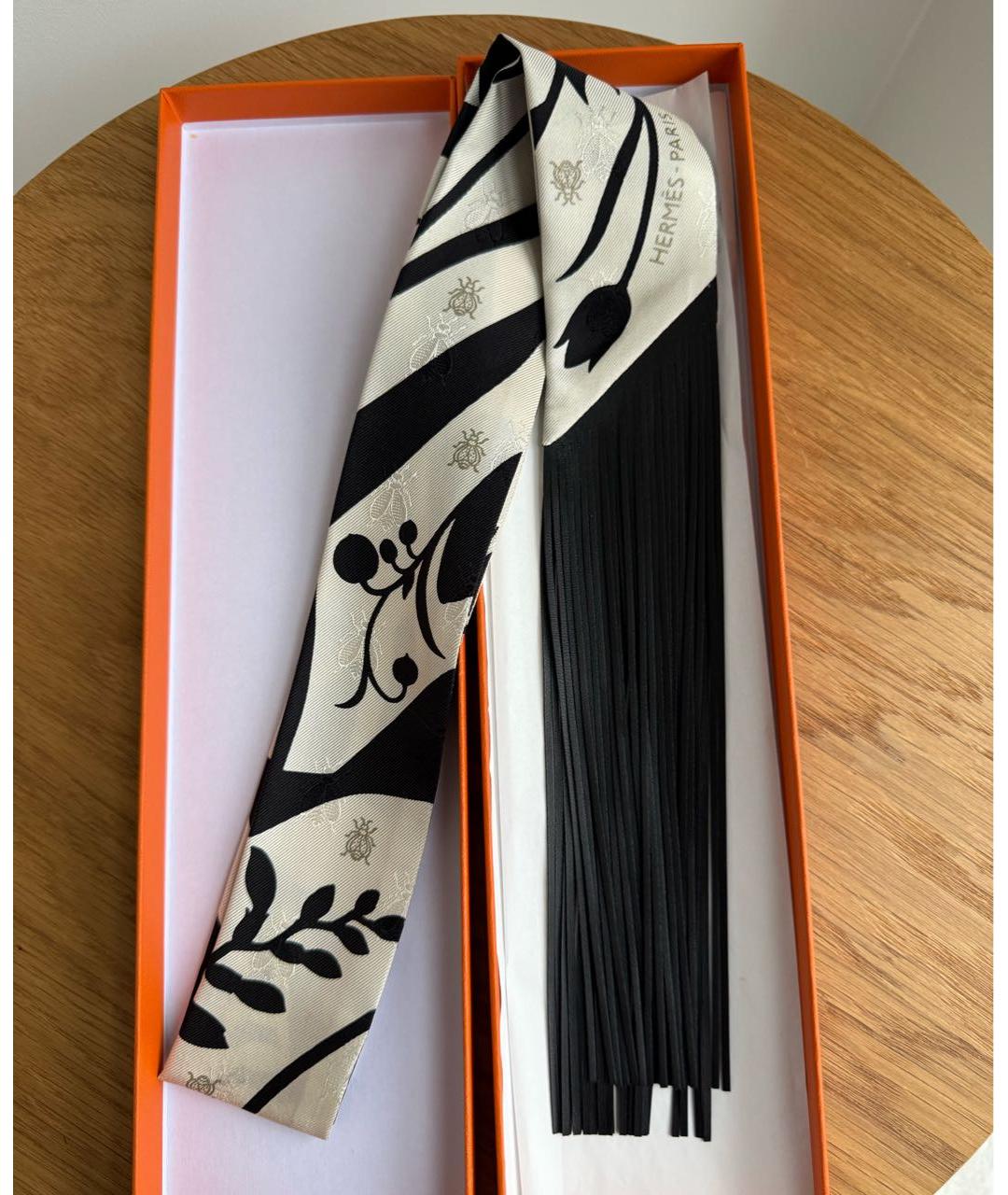 HERMES Бежевый шелковый платок, фото 2