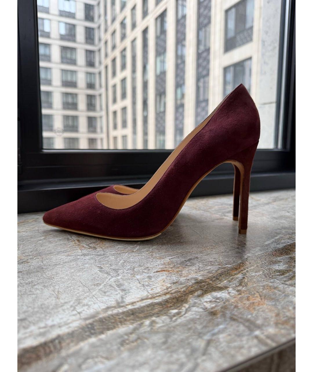 MANOLO BLAHNIK Бордовые замшевые туфли, фото 6