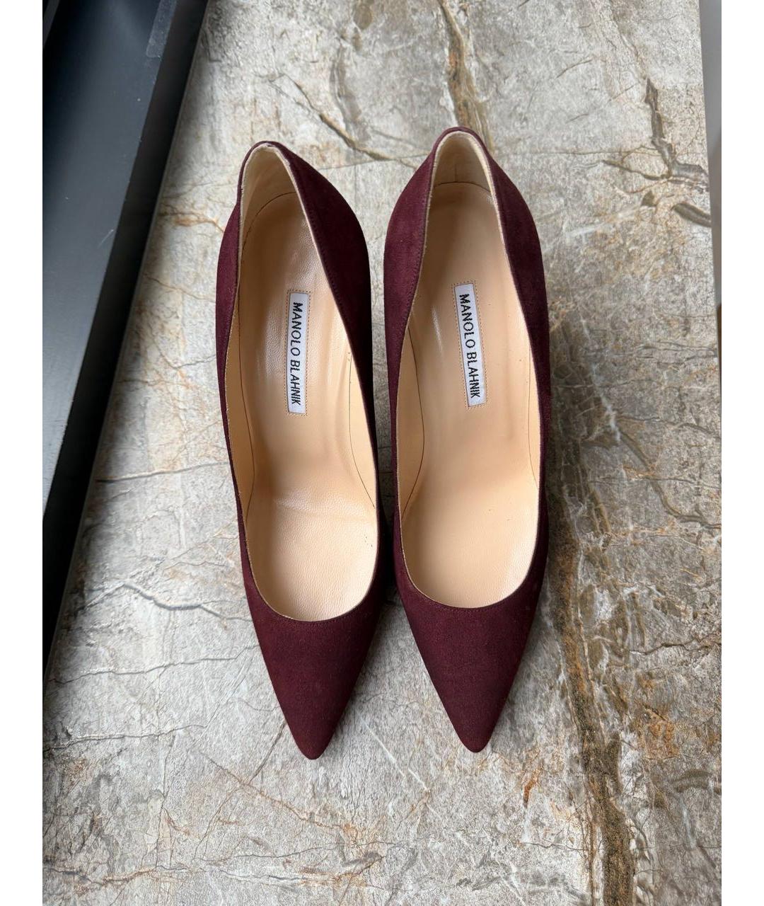 MANOLO BLAHNIK Бордовые замшевые туфли, фото 3