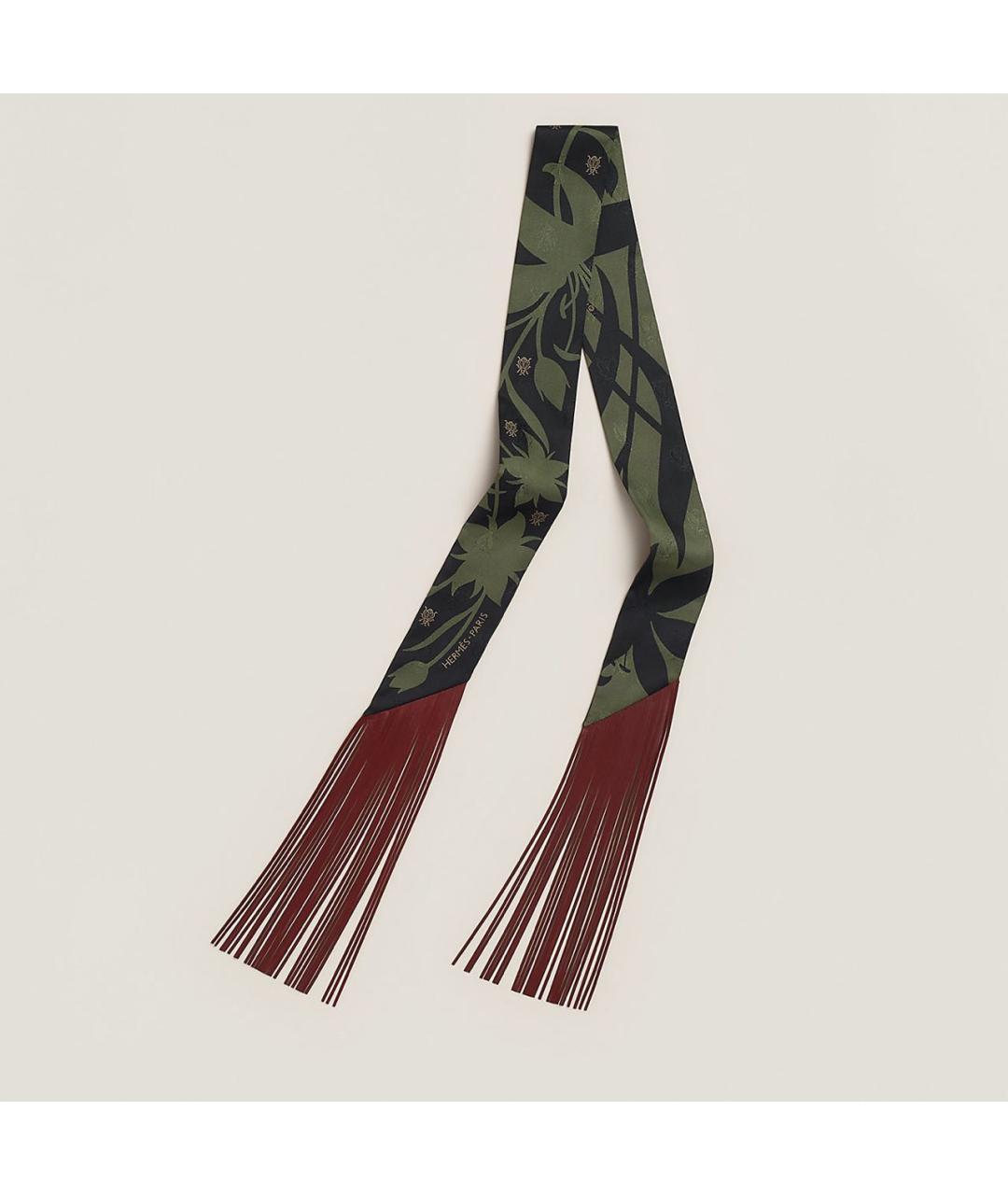 HERMES Бордовый шелковый платок, фото 5