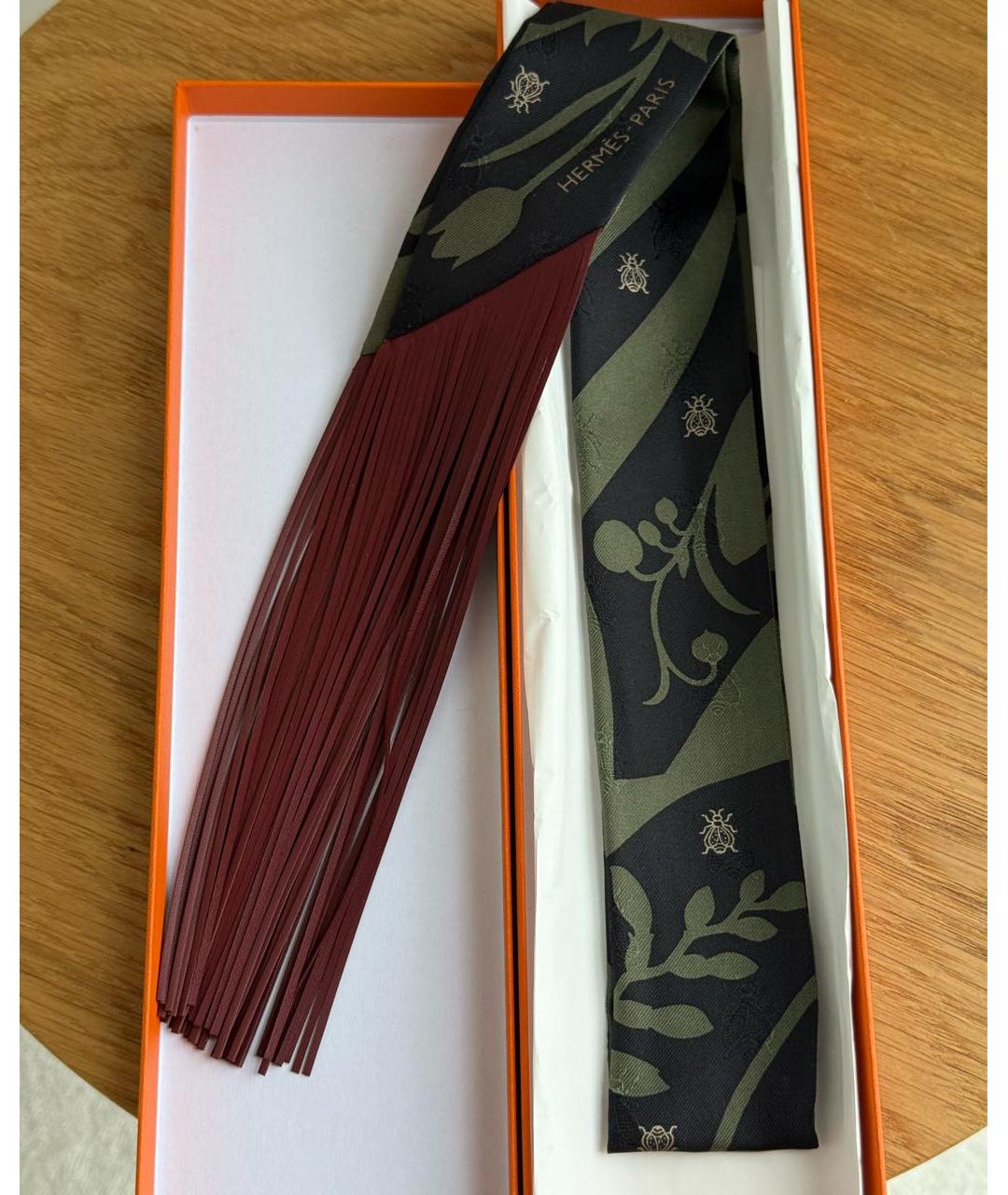 HERMES Бордовый шелковый платок, фото 2