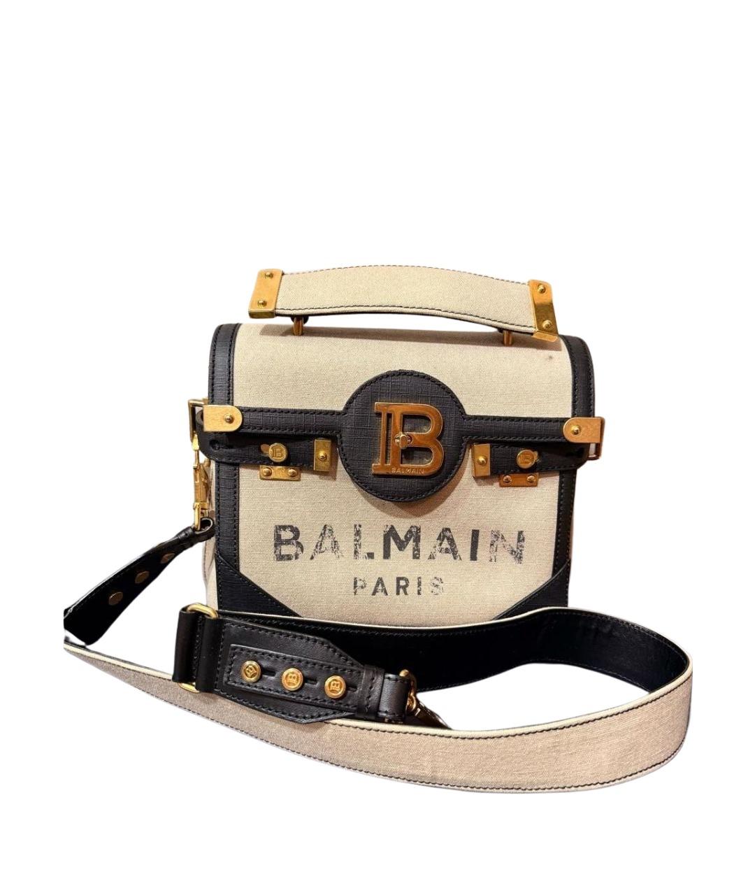 BALMAIN Бежевая тканевая сумка через плечо, фото 1