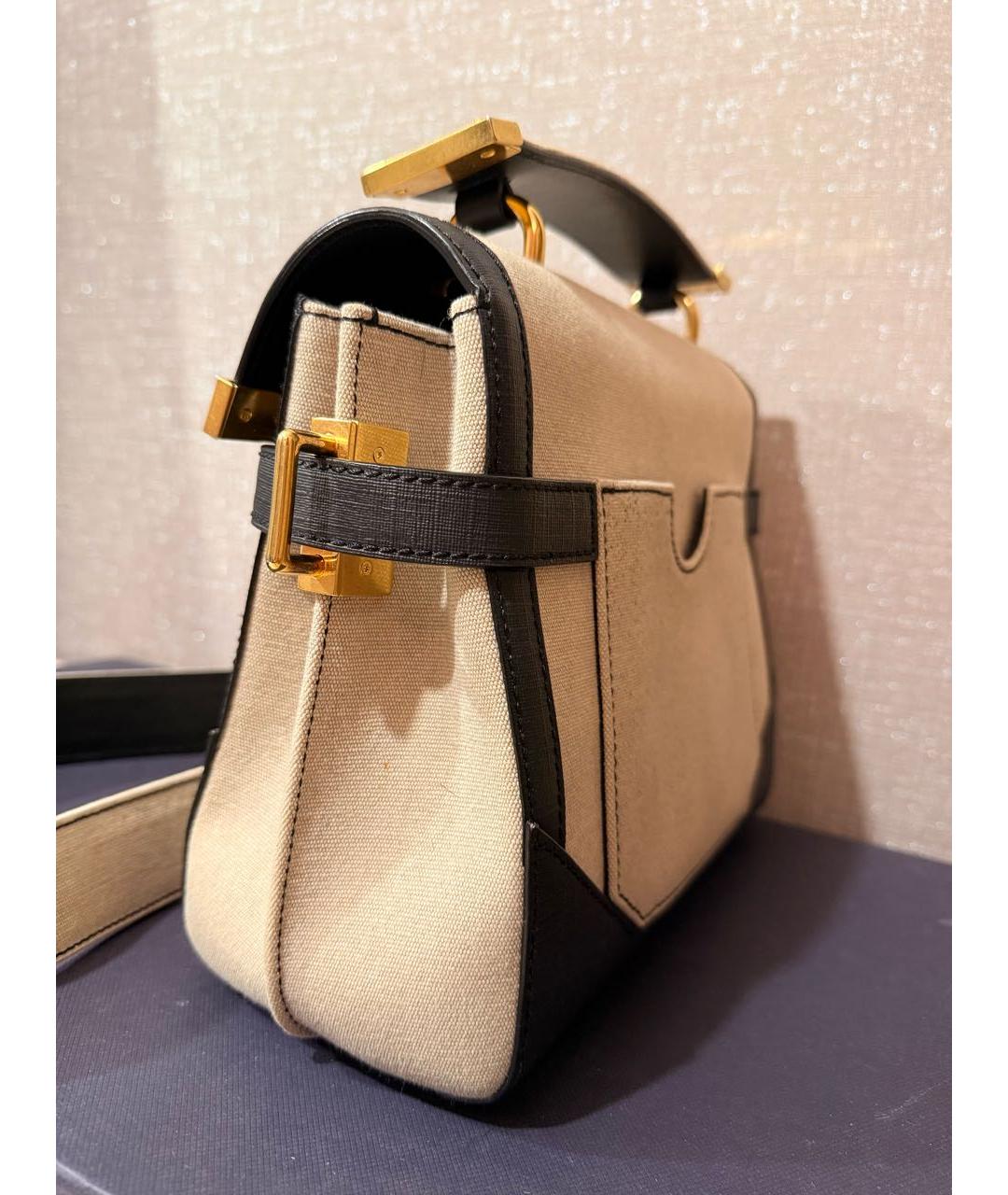 BALMAIN Бежевая тканевая сумка через плечо, фото 2