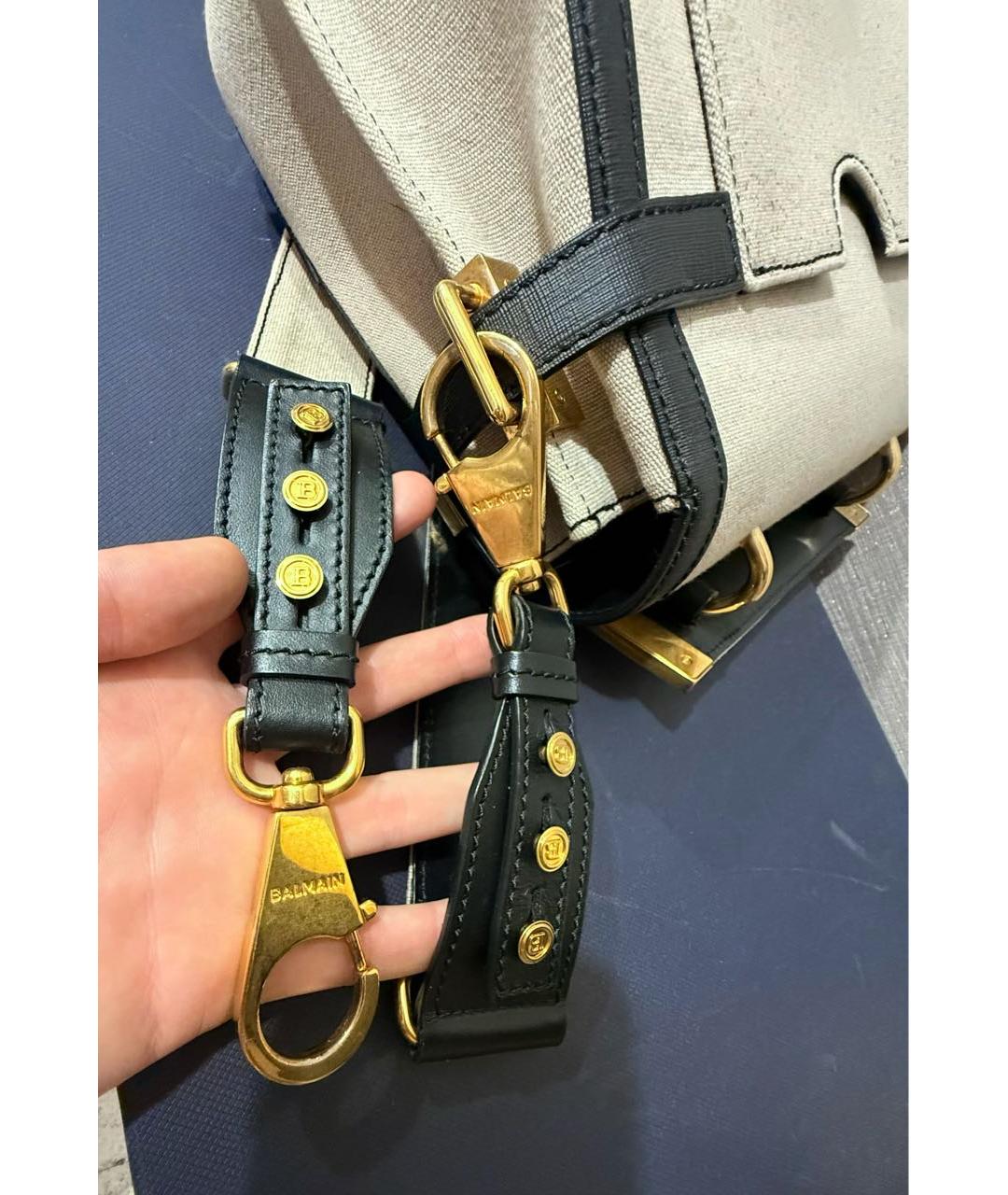 BALMAIN Бежевая тканевая сумка через плечо, фото 7