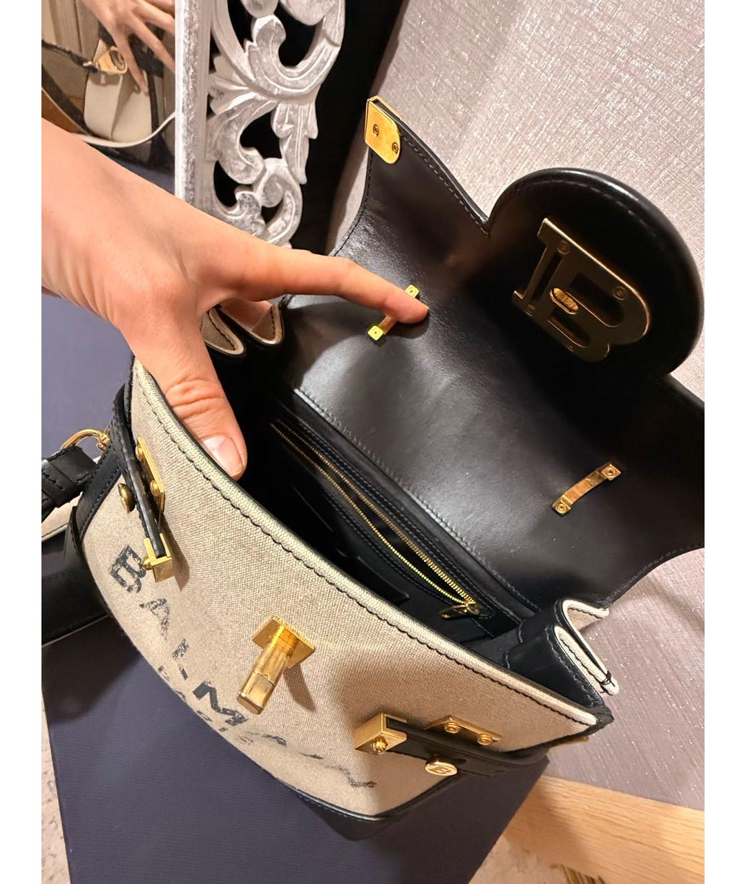 BALMAIN Бежевая тканевая сумка через плечо, фото 4