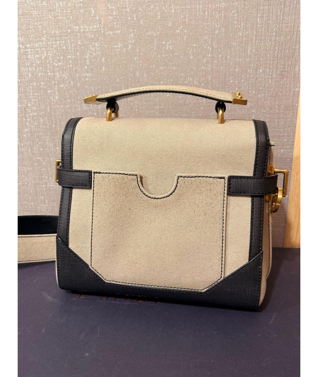 BALMAIN Бежевая тканевая сумка через плечо, фото 3