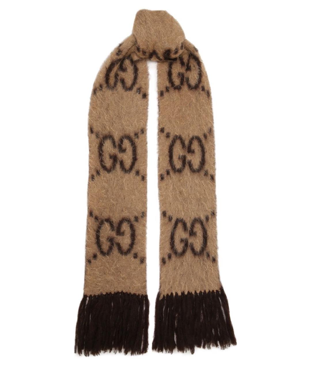 GUCCI Коричневый шарф, фото 1