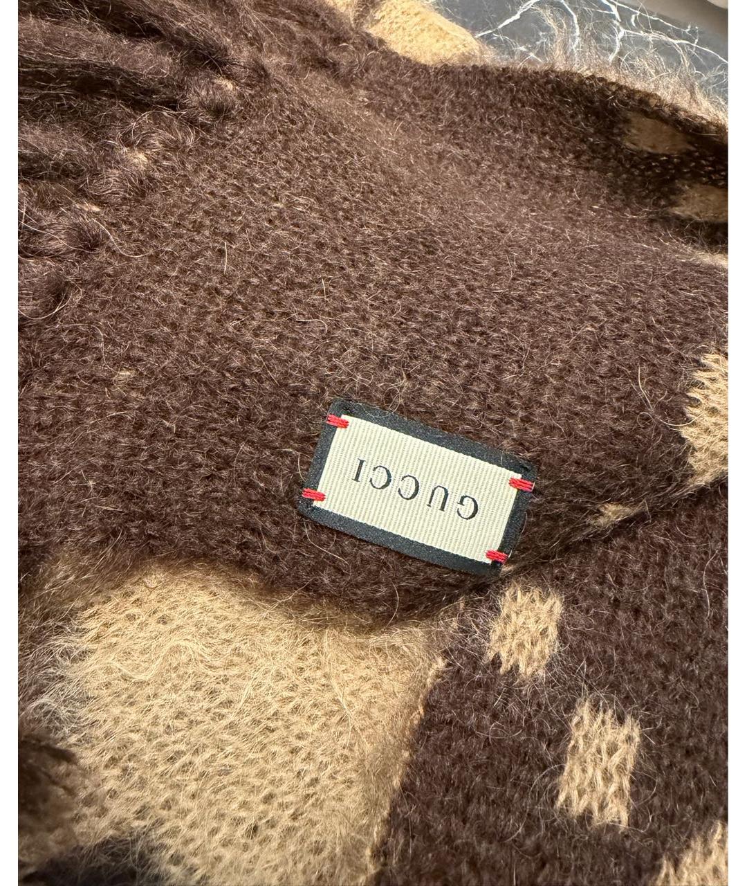 GUCCI Коричневый шарф, фото 5