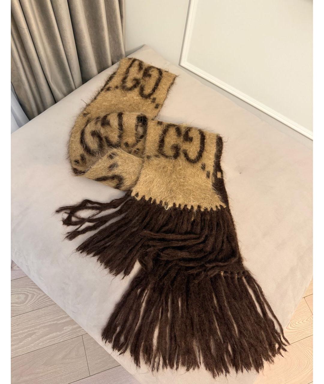 GUCCI Коричневый шарф, фото 4