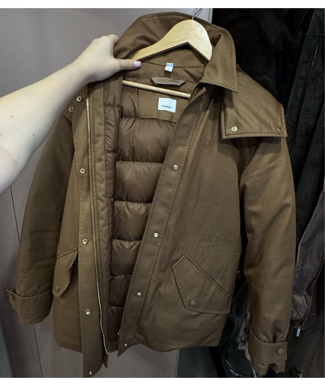 BURBERRY Коричневая хлопко-эластановая куртка, фото 6