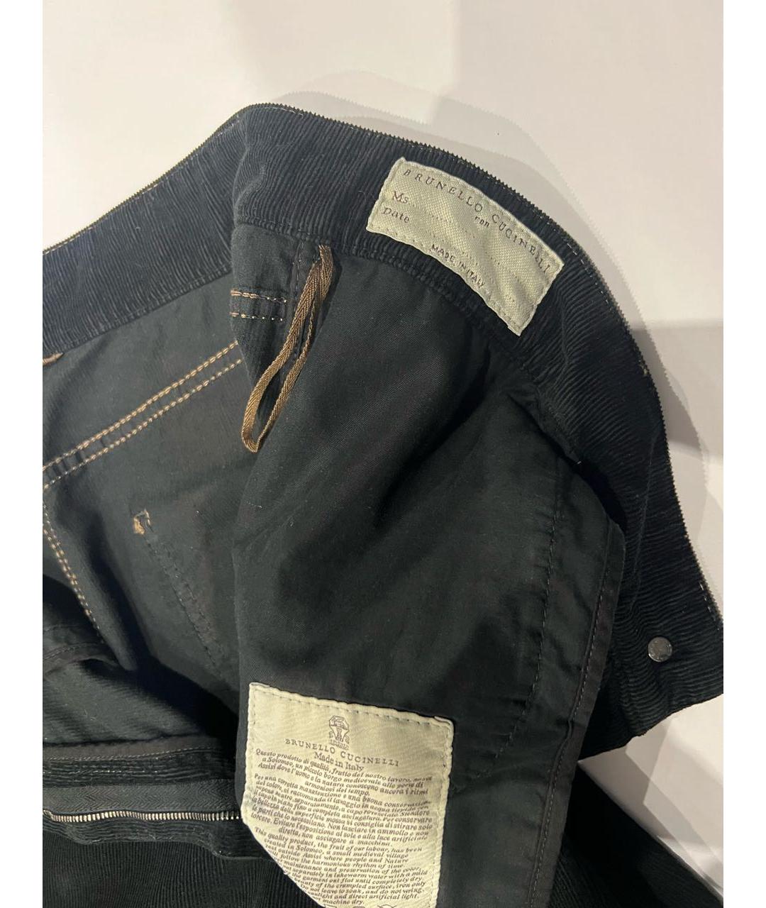 BRUNELLO CUCINELLI Черные хлопковые брюки широкие, фото 6