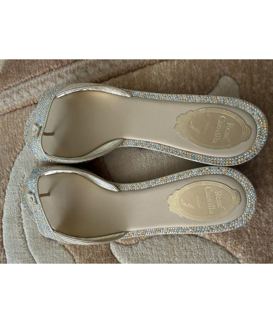 RENE CAOVILLA Бежевые шлепанцы из экзотической кожи, фото 4