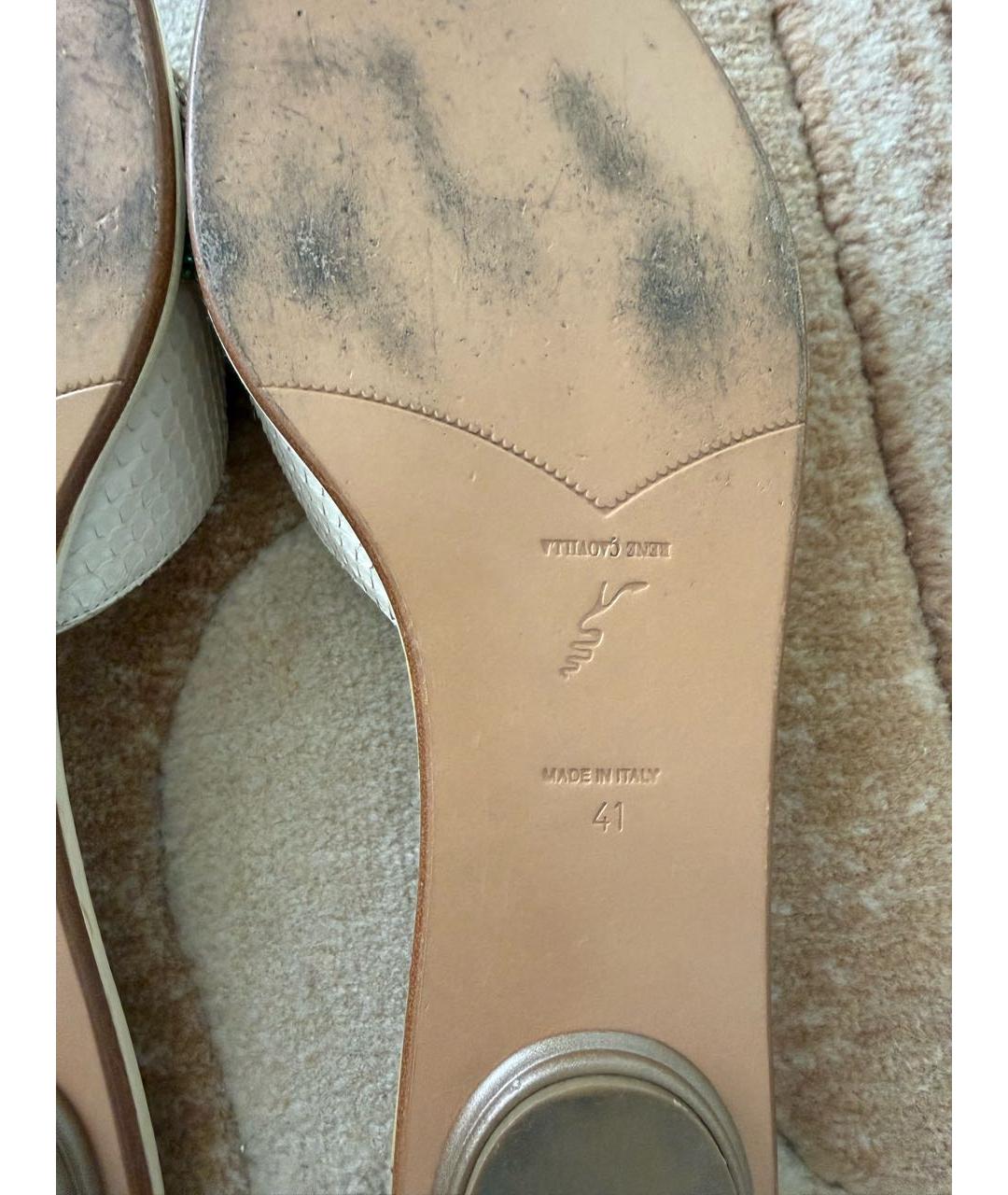 RENE CAOVILLA Бежевые шлепанцы из экзотической кожи, фото 5